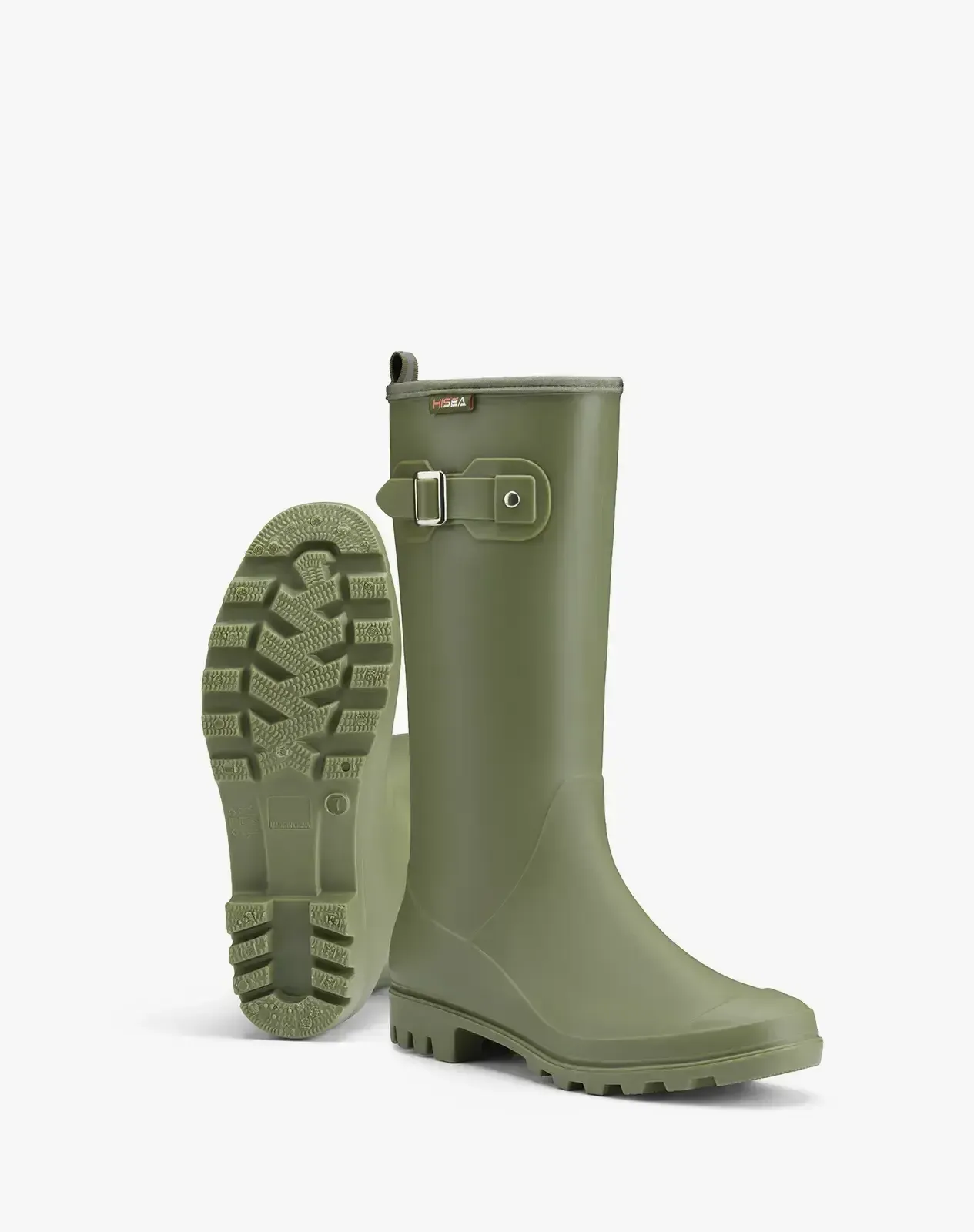 Green Women's Tall Rubber Rain Boots with Adjustable Buckle for XSX102WCP image 5