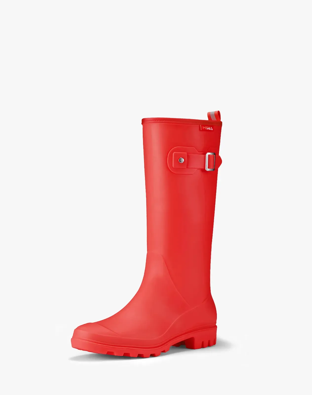 Red Women's Tall Rubber Rain Boots with Adjustable Buckle for XSX102WCP image 2