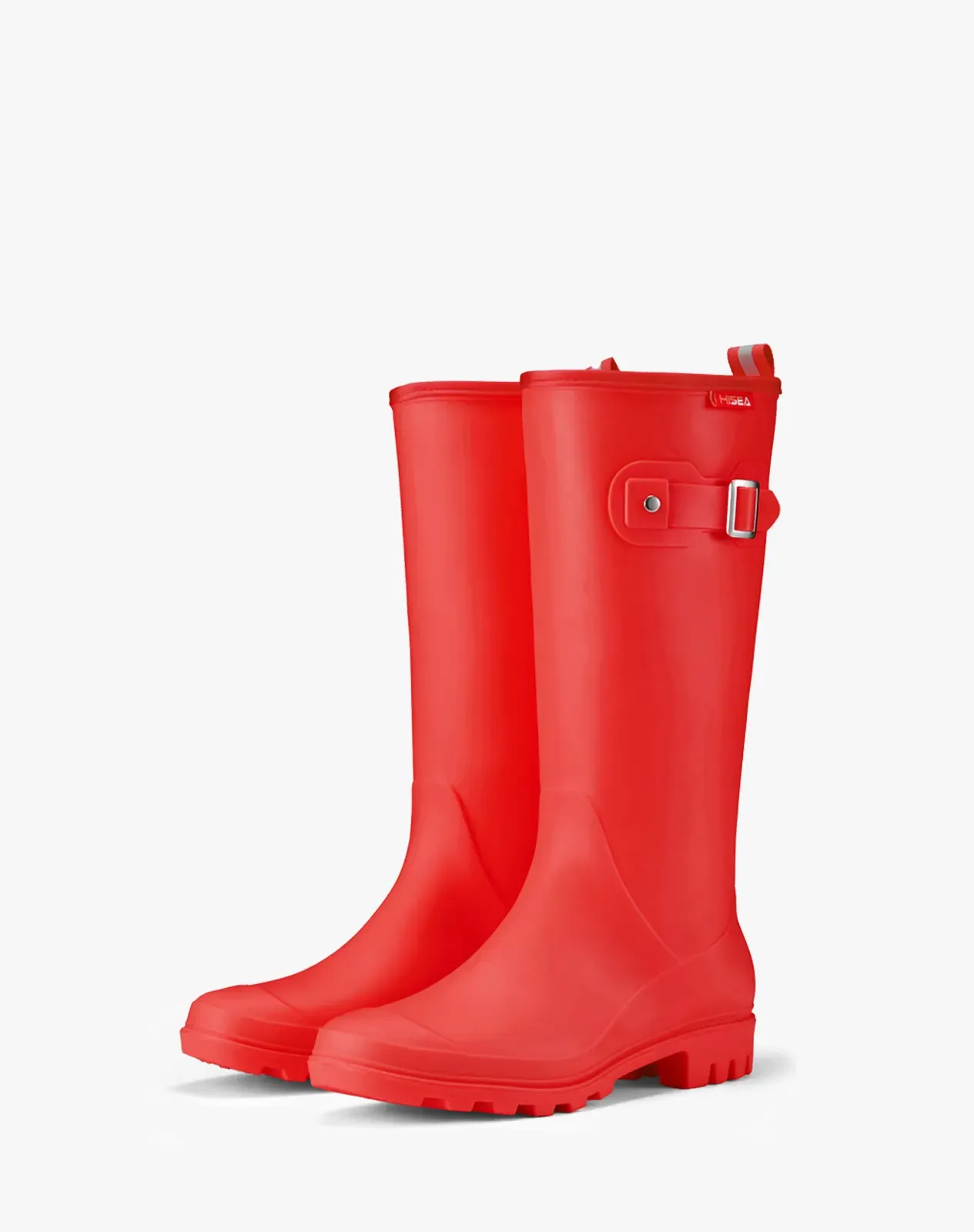 Red Women's Tall Rubber Rain Boots with Adjustable Buckle for XSX102WCP image 3