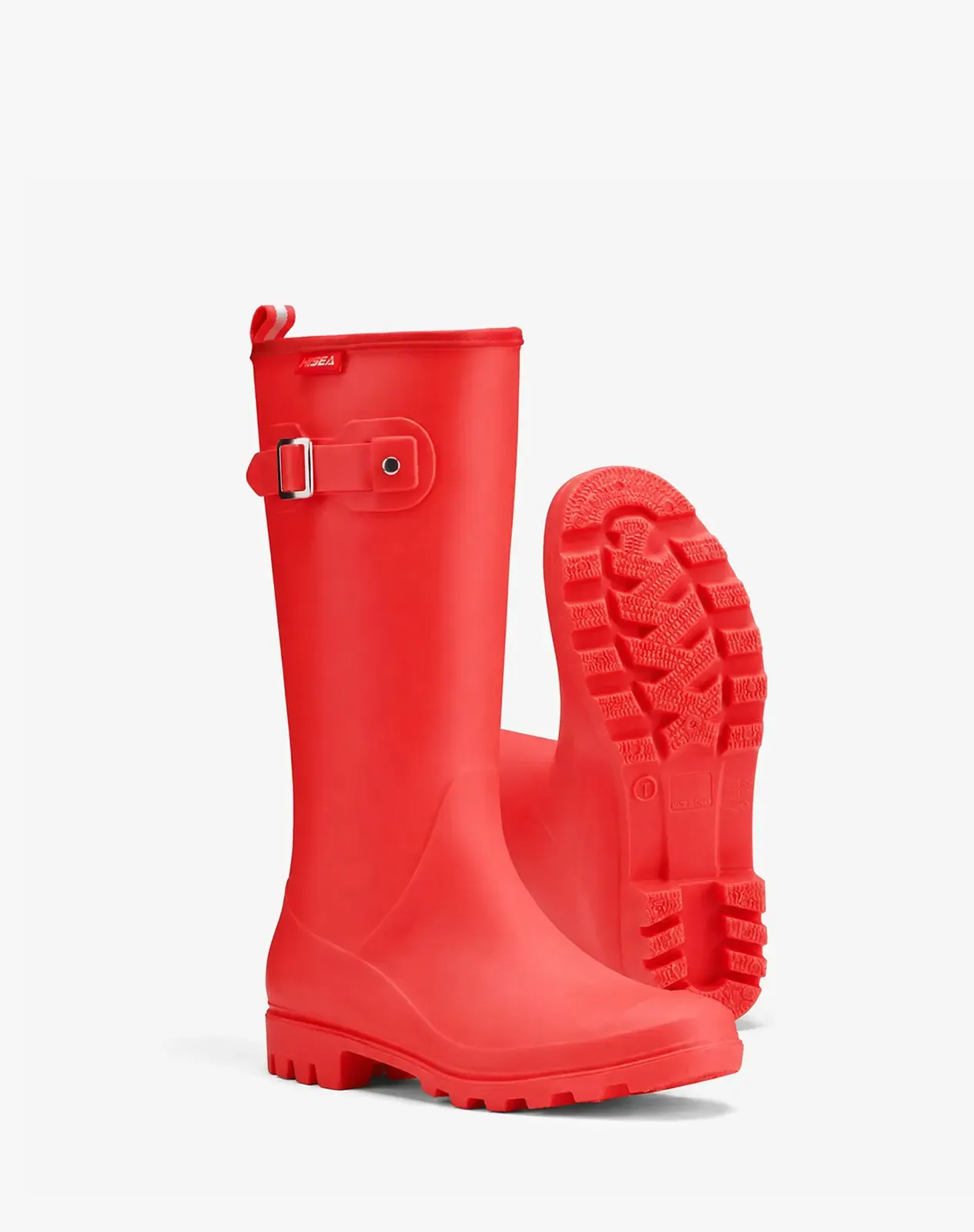 Red Women's Tall Rubber Rain Boots with Adjustable Buckle for XSX102WCP image 5
