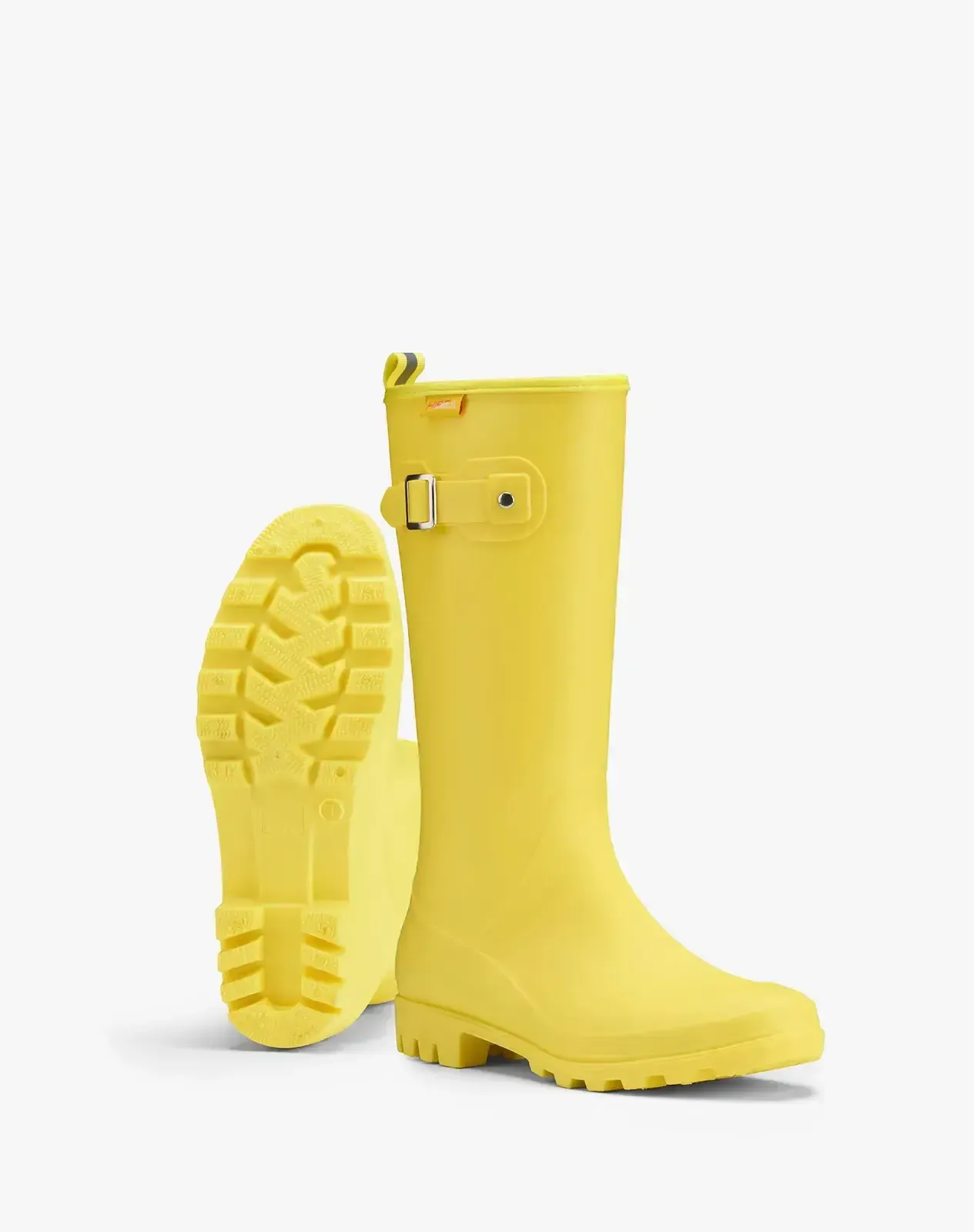 Yellow Women's Tall Rubber Rain Boots with Adjustable Buckle for XSX102WCP image 5