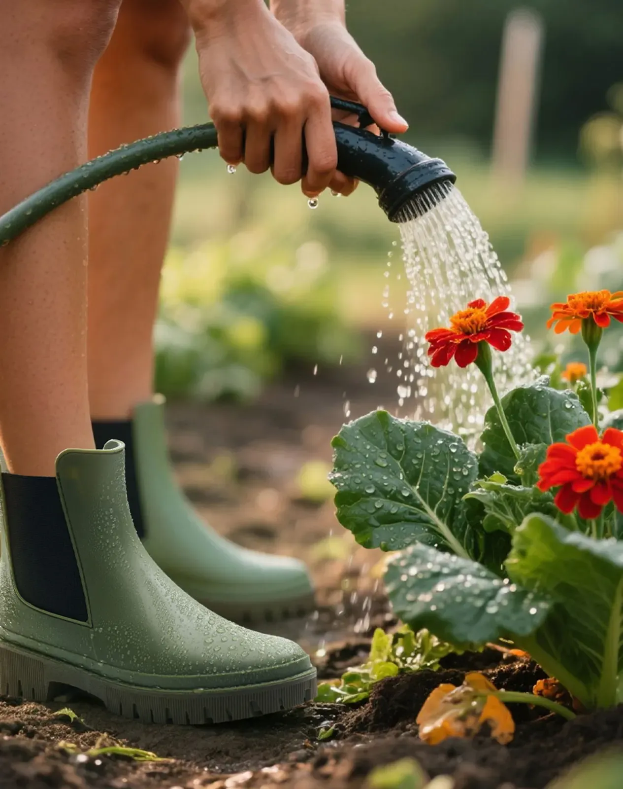 Green Women's Waterproof PVC Chelsea Boots for XSX104WCP image 7