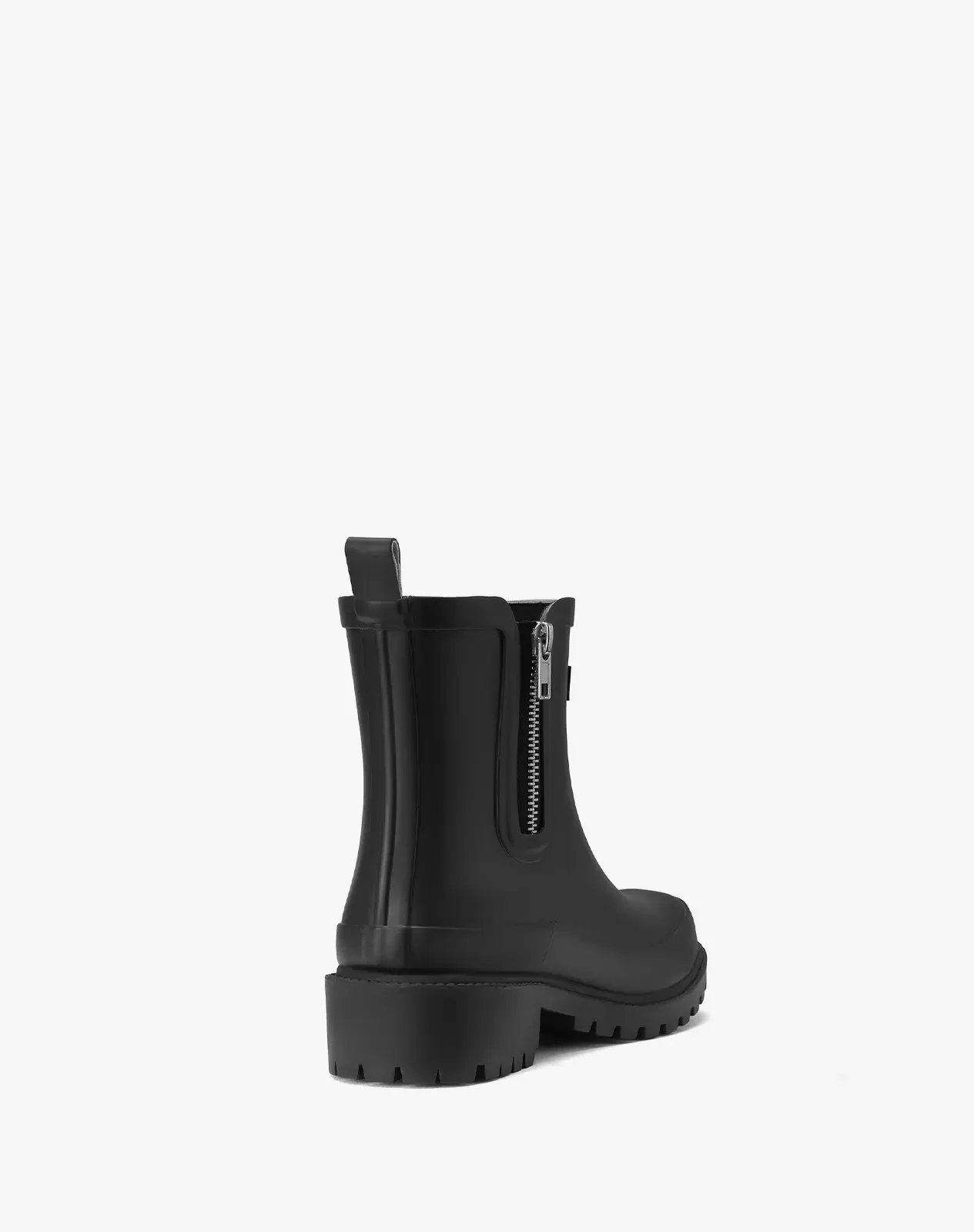 R♡　レディース　BLK XS Black Women's Rubber Ankle Rain Boots with Side Zipper | HISEA