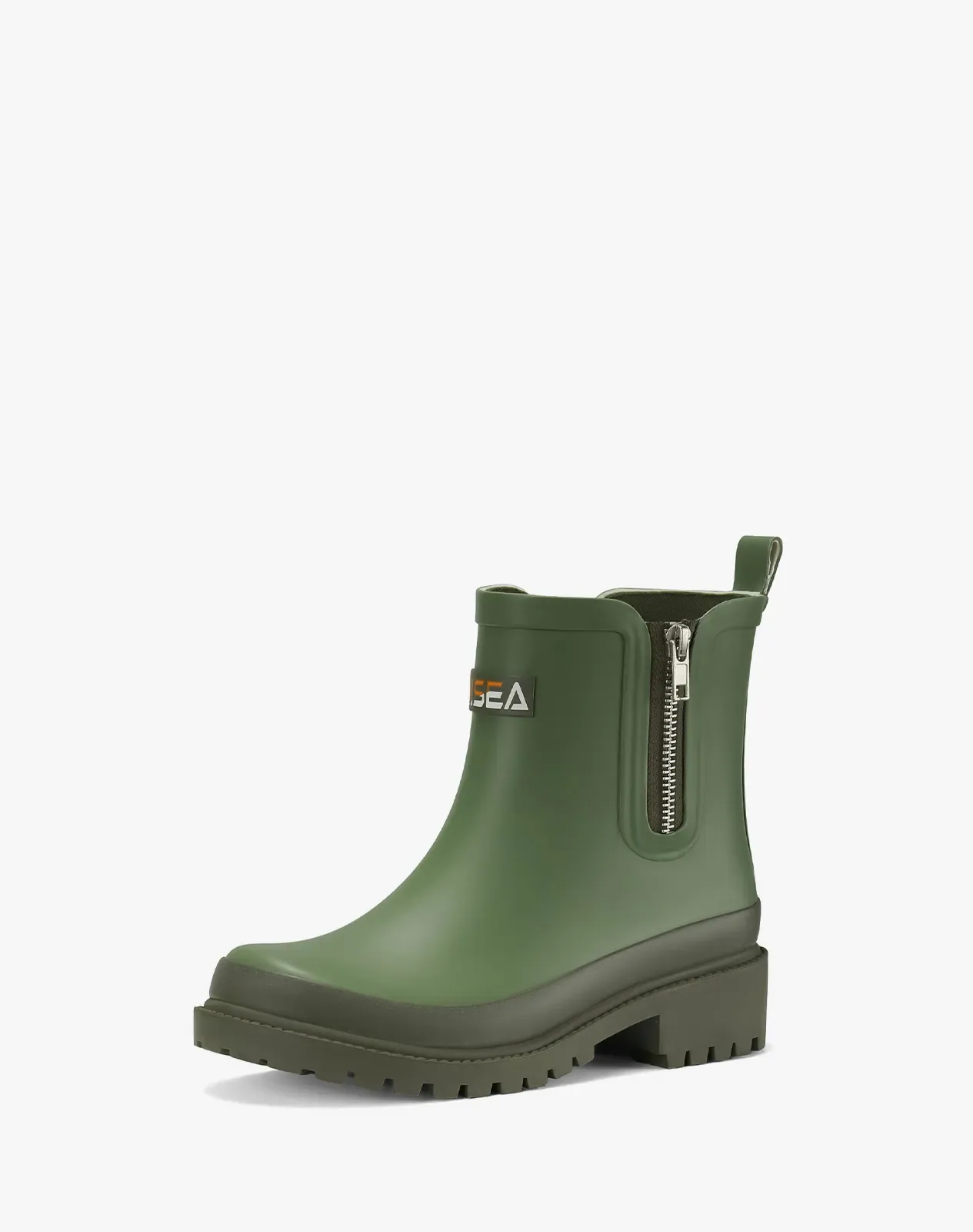 Green Women's Rubber Ankle Rain Boots with Side Zipper for XSX105WCP image 2