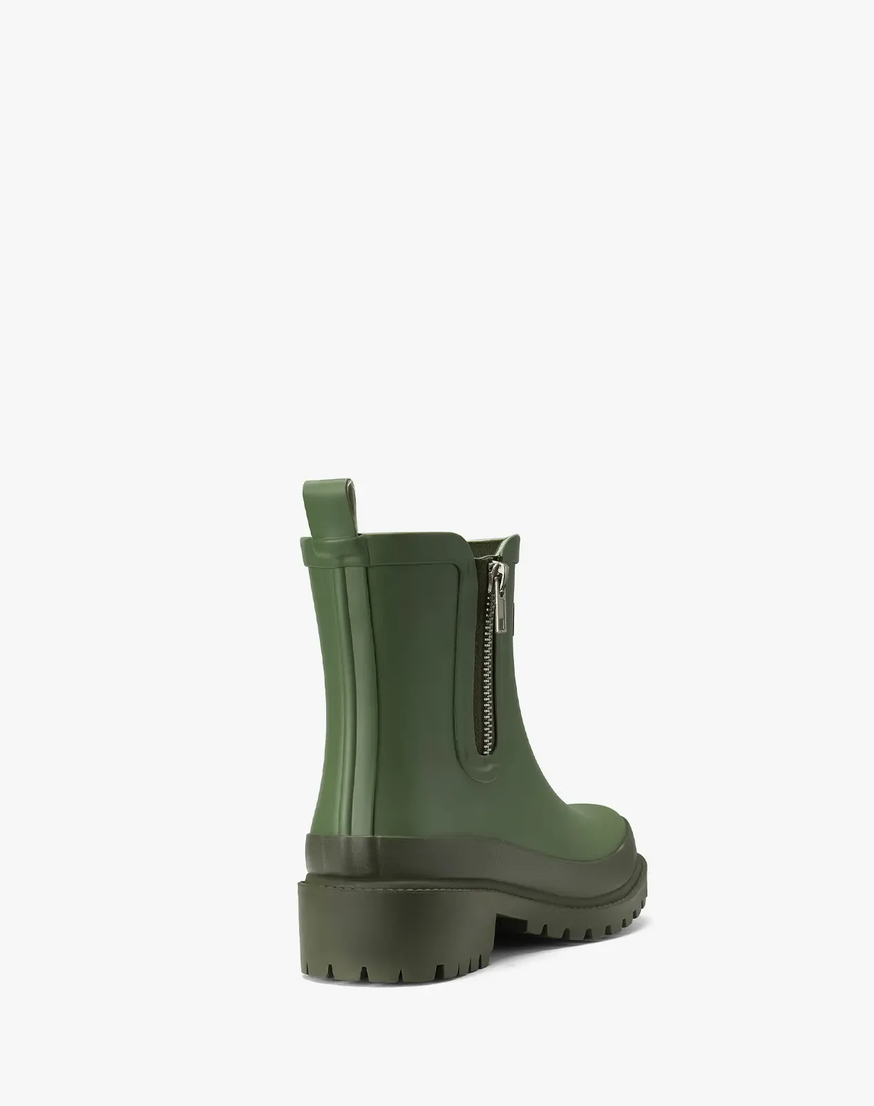 Green Women's Rubber Ankle Rain Boots with Side Zipper for XSX105WCP image 3