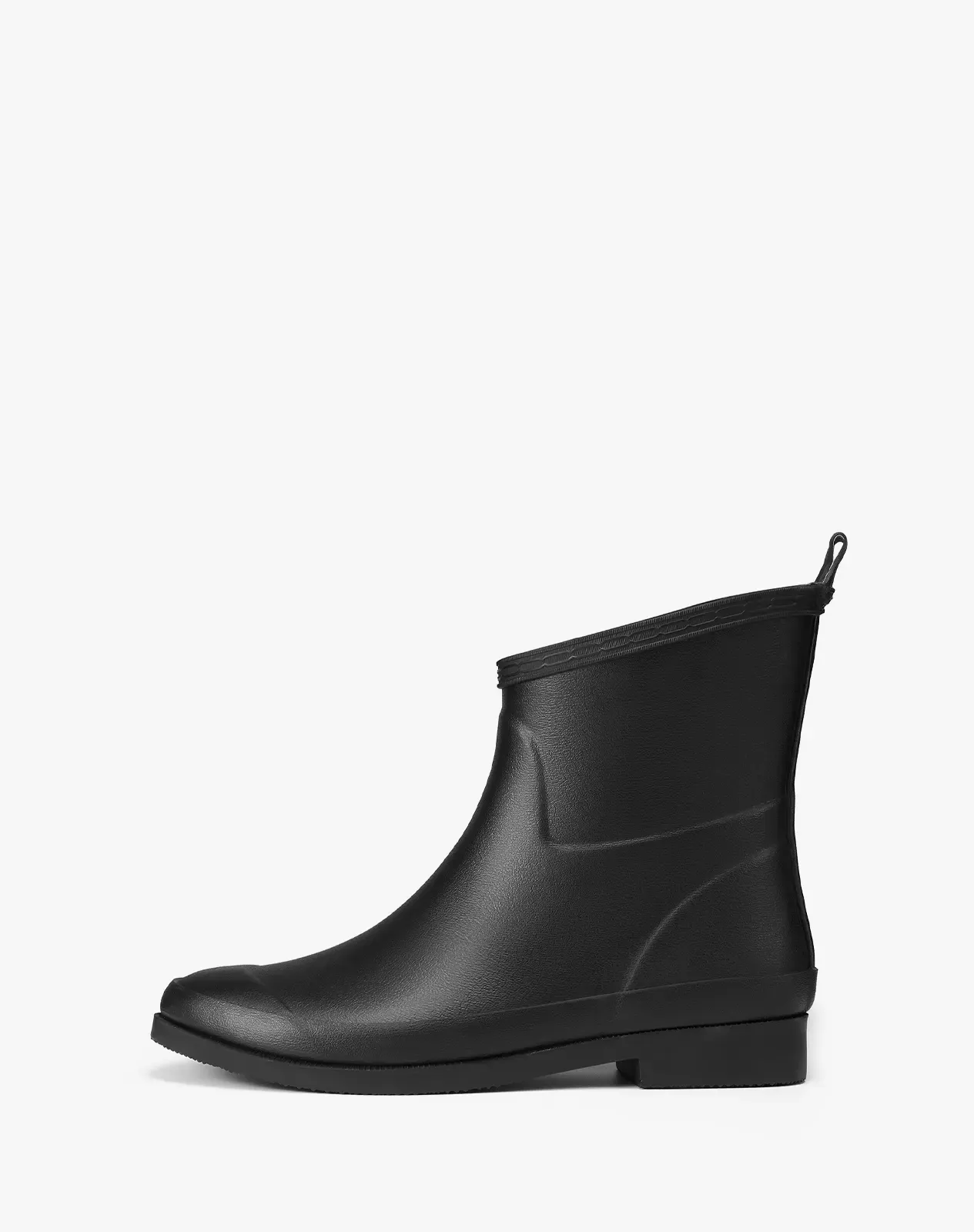 Black Women's Mid-Calf Waterproof Rubber Rain Boots with Slanted Top for XSX106WCP image 1