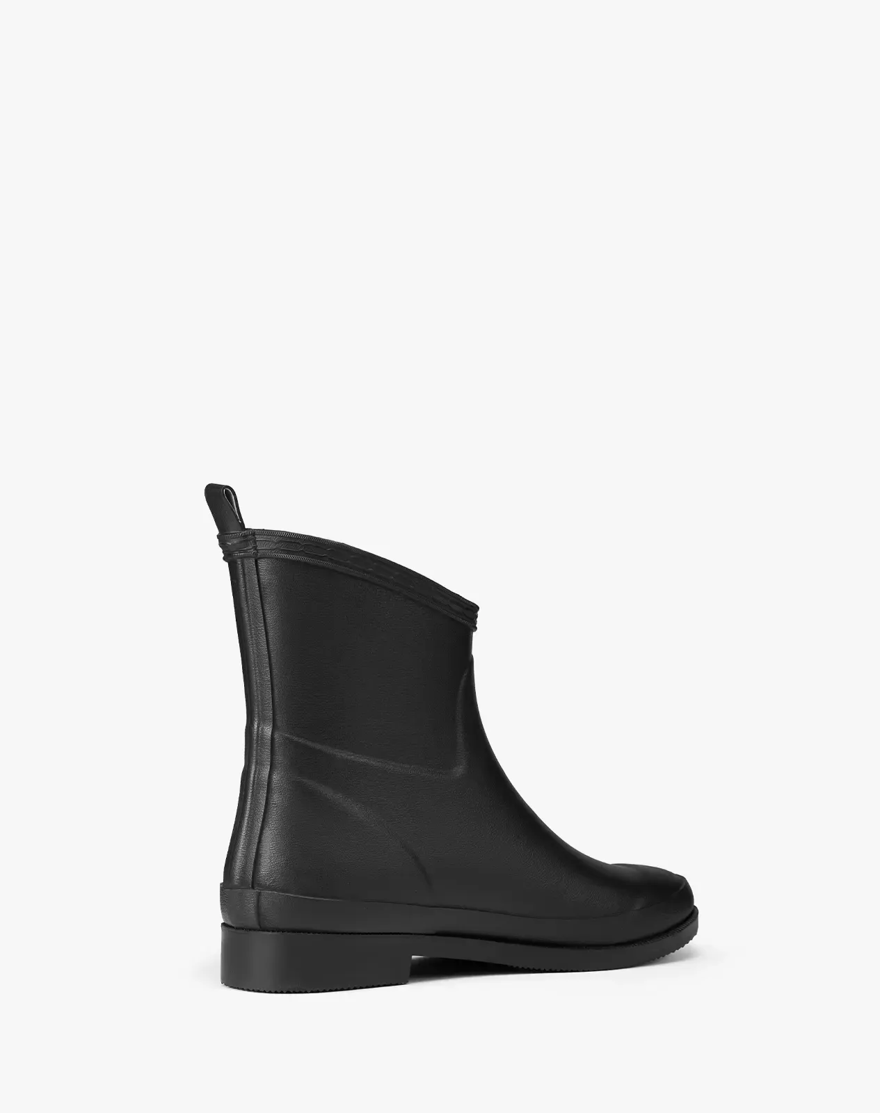 Black Women's Mid-Calf Waterproof Rubber Rain Boots with Slanted Top for XSX106WCP image 3