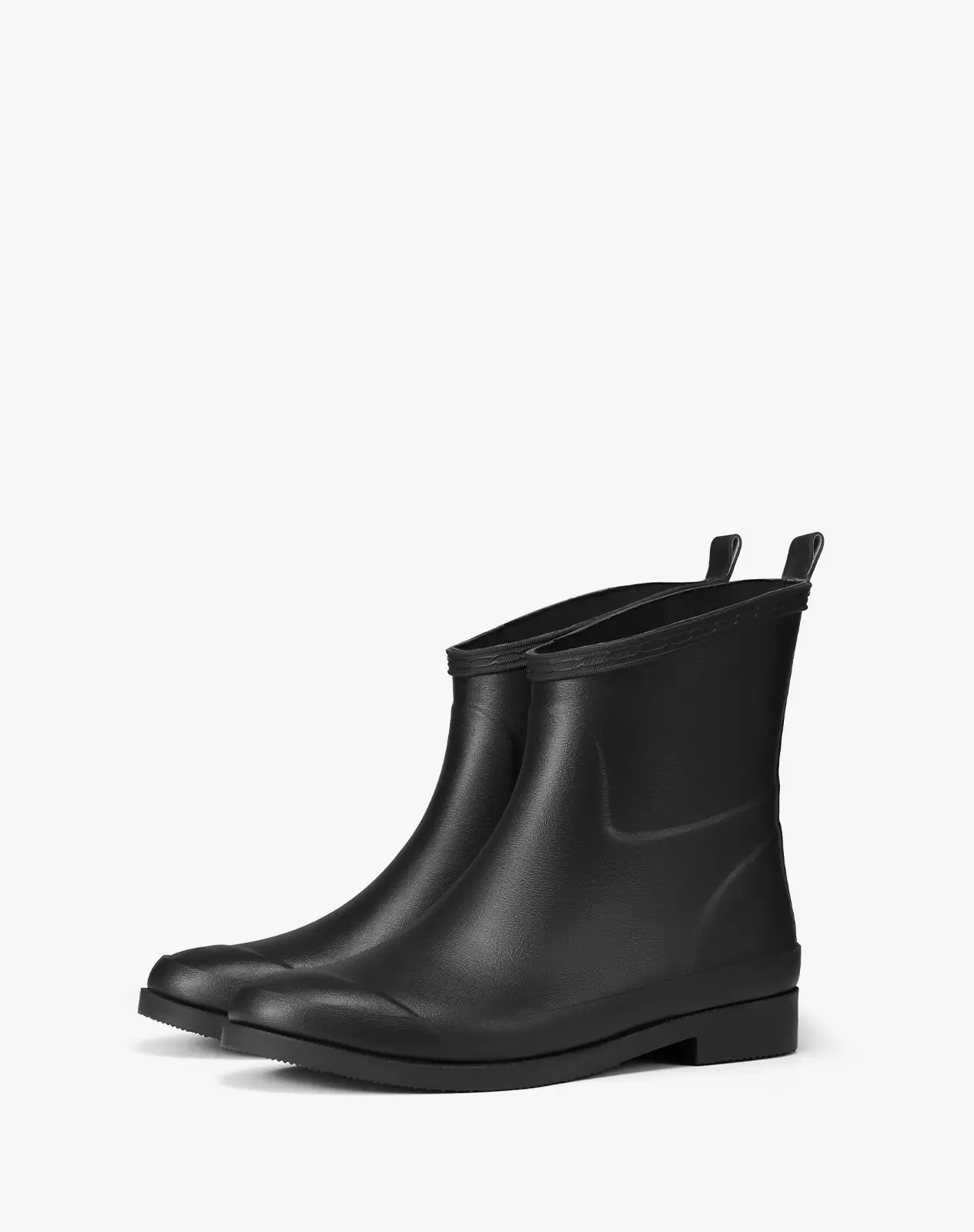 Black Women's Mid-Calf Waterproof Rubber Rain Boots with Slanted Top for XSX106WCP image 5