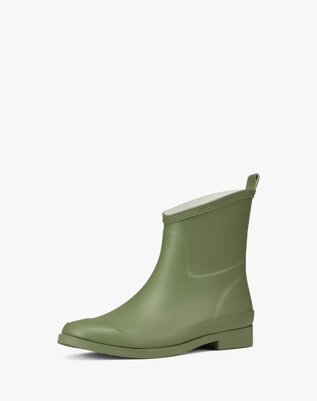 Green Women's Mid-Calf Waterproof Rubber Rain Boots with Slanted Top for XSX106WCP image 2