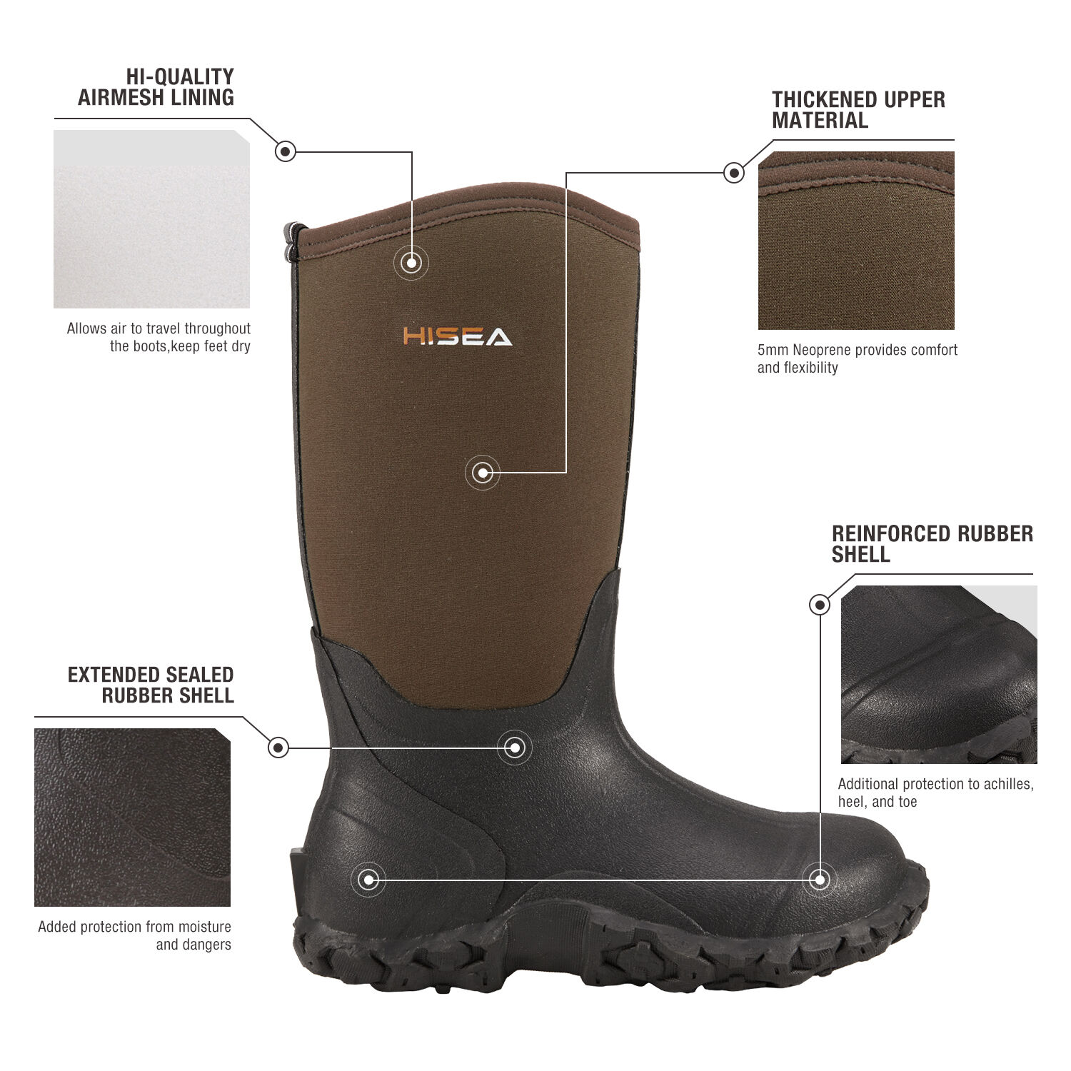 Brown Men's Mid-Calf Rain Boots for XSX11CP image 3