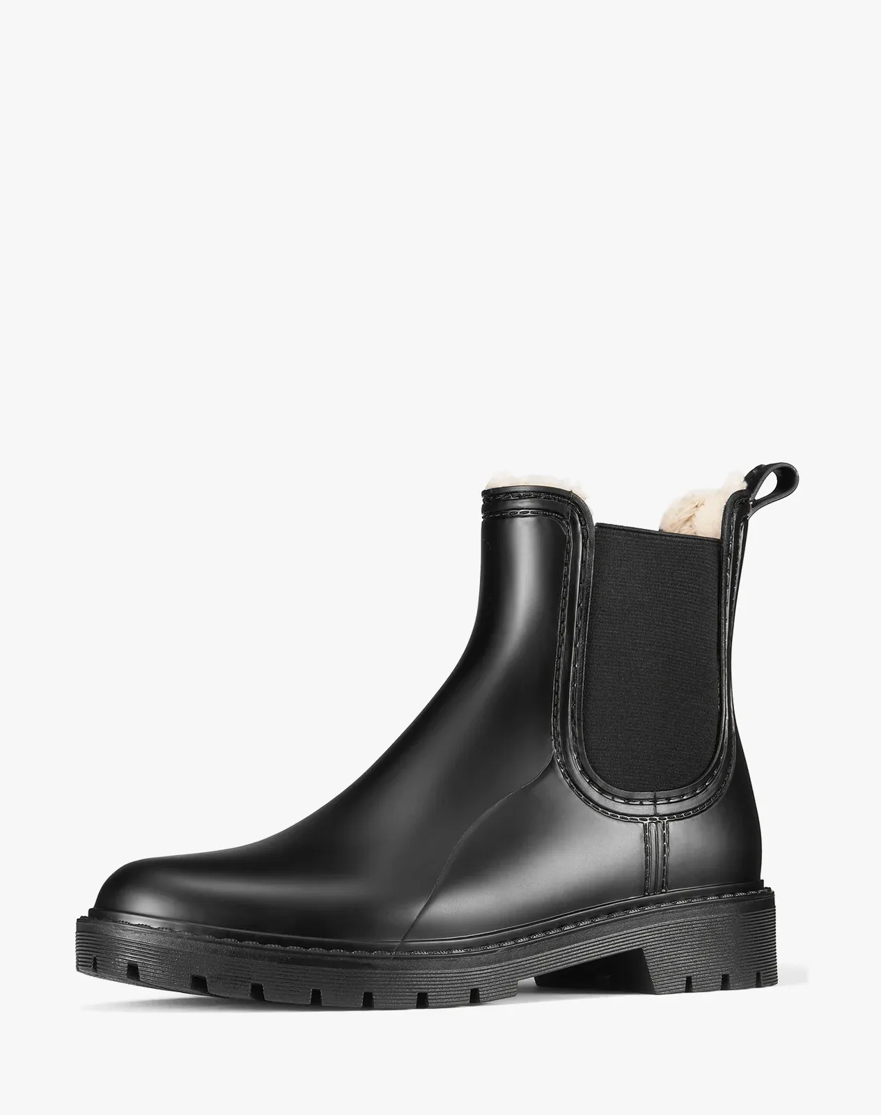 Black Women's Fleece-Lined PVC Chelsea Rain Boots for XSX116WCP image 2