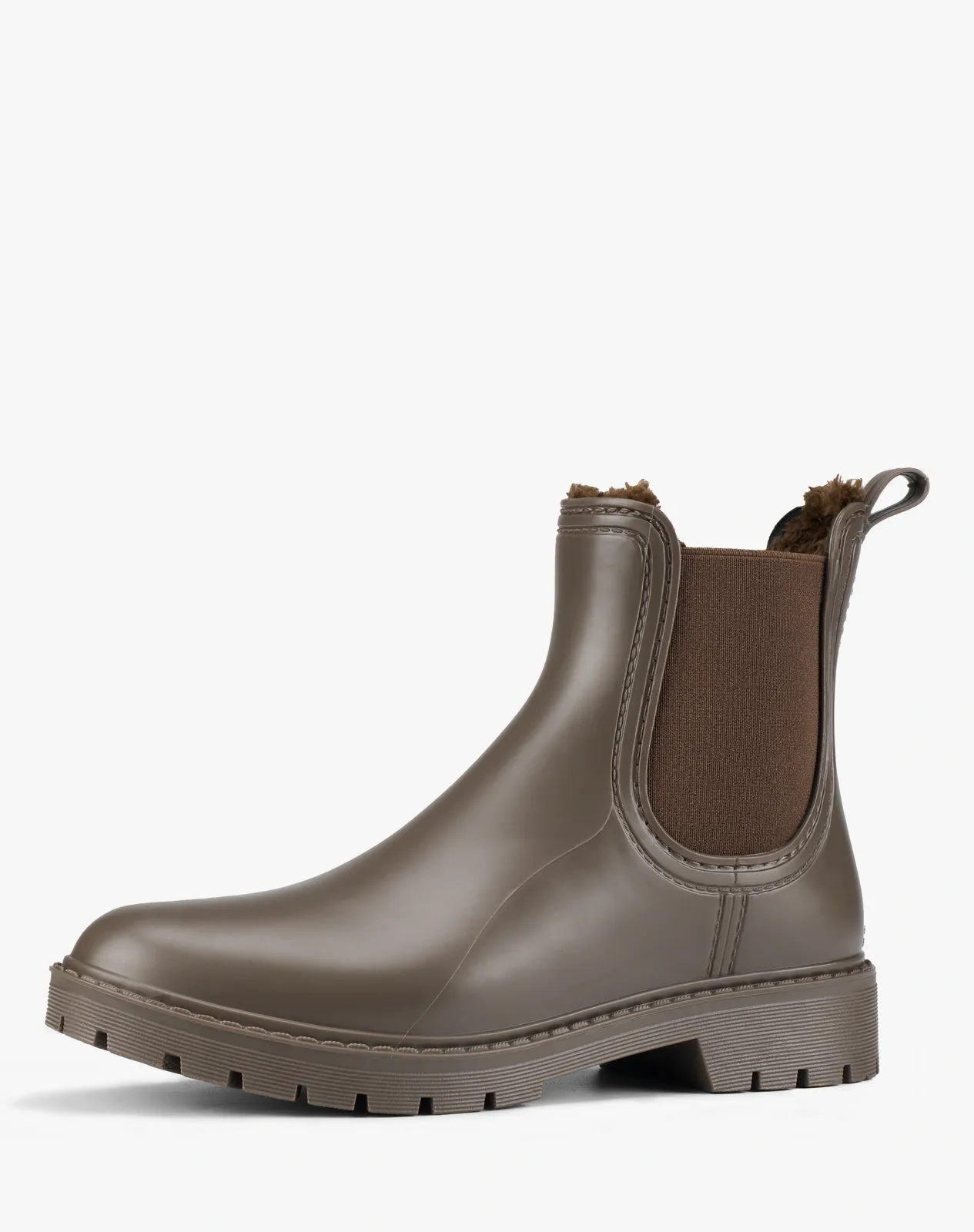 Brown Women's Fleece-Lined PVC Chelsea Rain Boots for XSX116WCP image 2