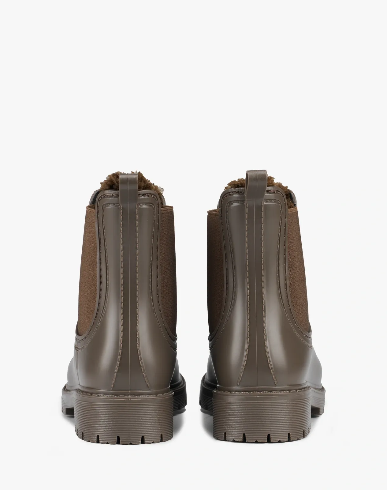Brown Women's Fleece-Lined PVC Chelsea Rain Boots for XSX116WCP image 4