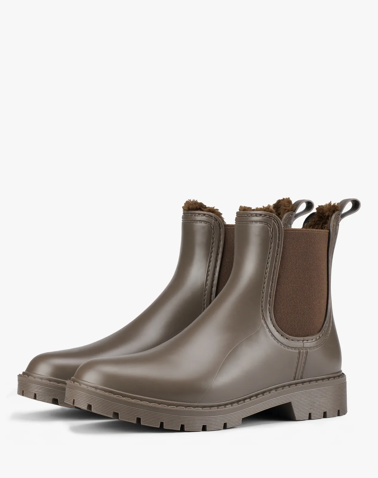Brown Women's Fleece-Lined PVC Chelsea Rain Boots for XSX116WCP image 5