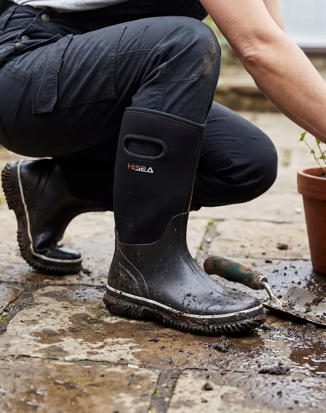 Women's Mid-Calf Neoprene Rubber Rain Boots for XSX126WCP image 6
