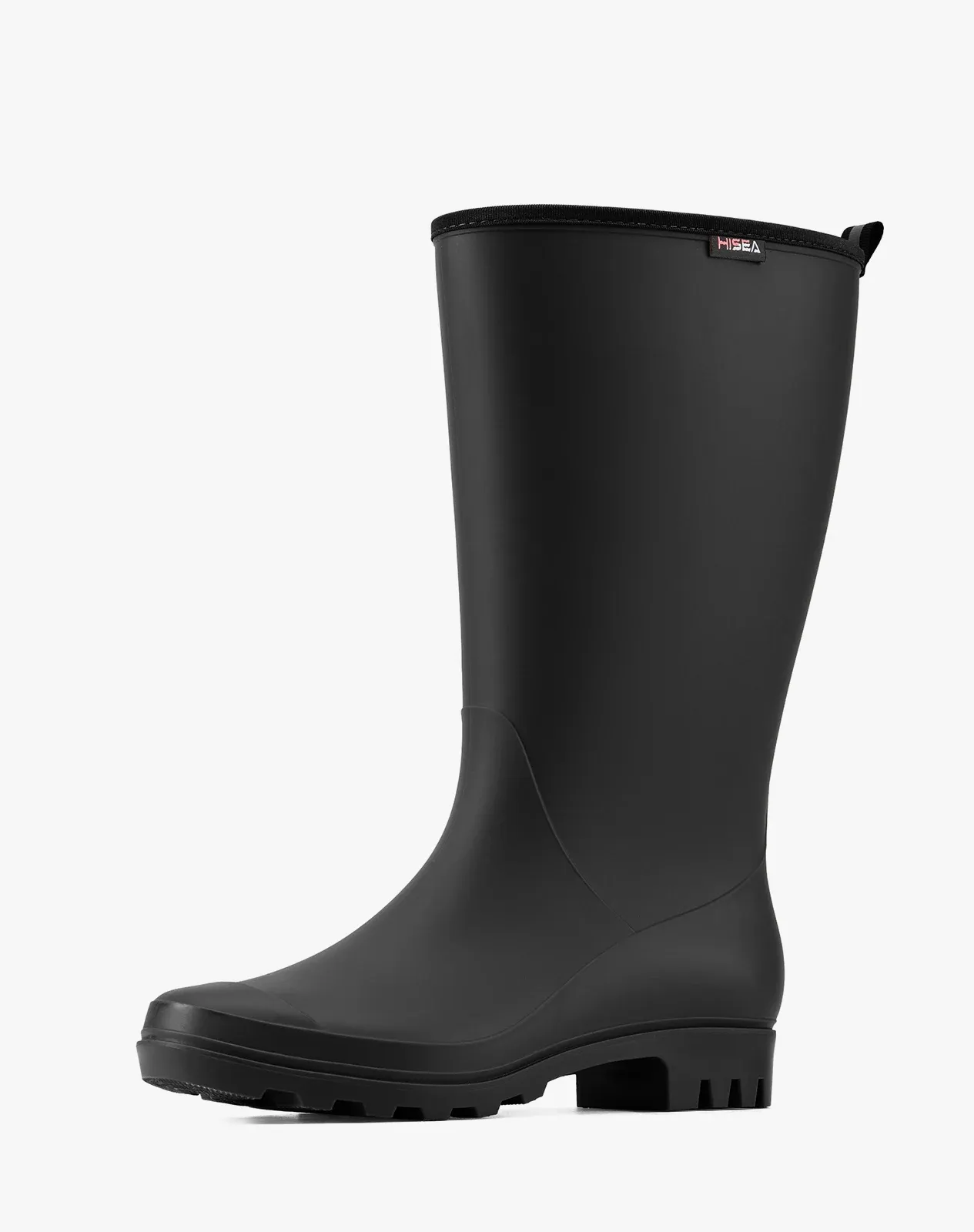 Black Women's Matte High-Calf Wide-Calf PVC Rain Boots for XSX127WCP image 2