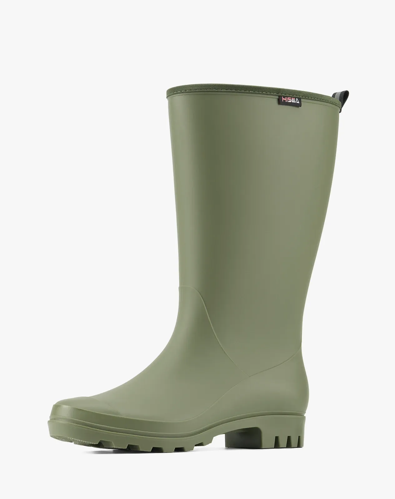Green Women's Matte High-Calf Wide-Calf PVC Rain Boots for XSX127WCP image 2