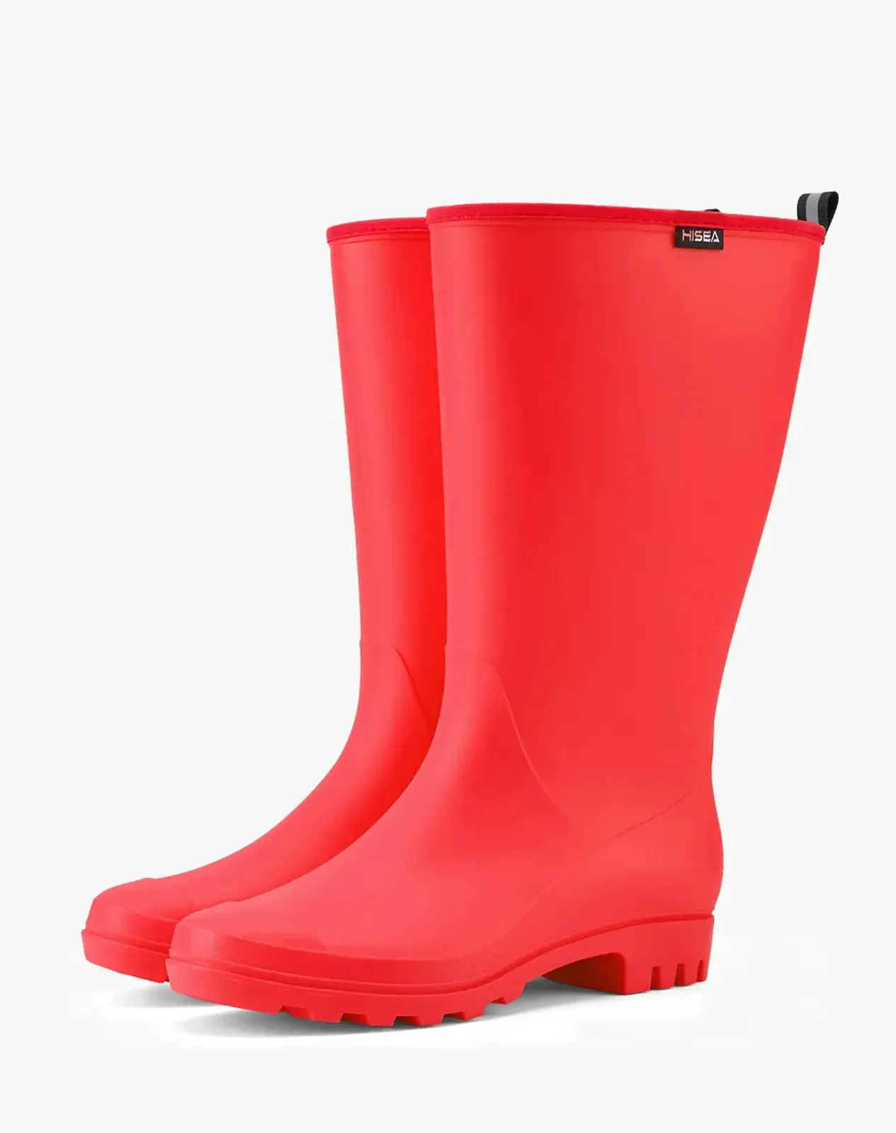 Red Women's Matte High-Calf Wide-Calf PVC Rain Boots for XSX127WCP image 3