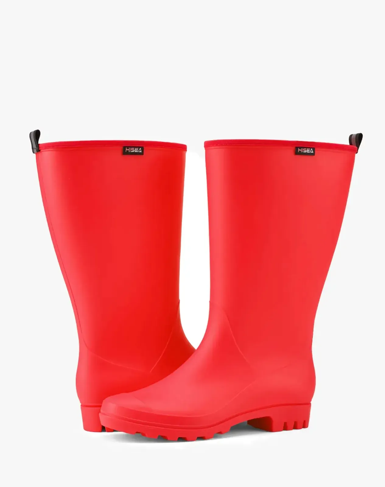Red Women's Matte High-Calf Wide-Calf PVC Rain Boots for XSX127WCP image 4