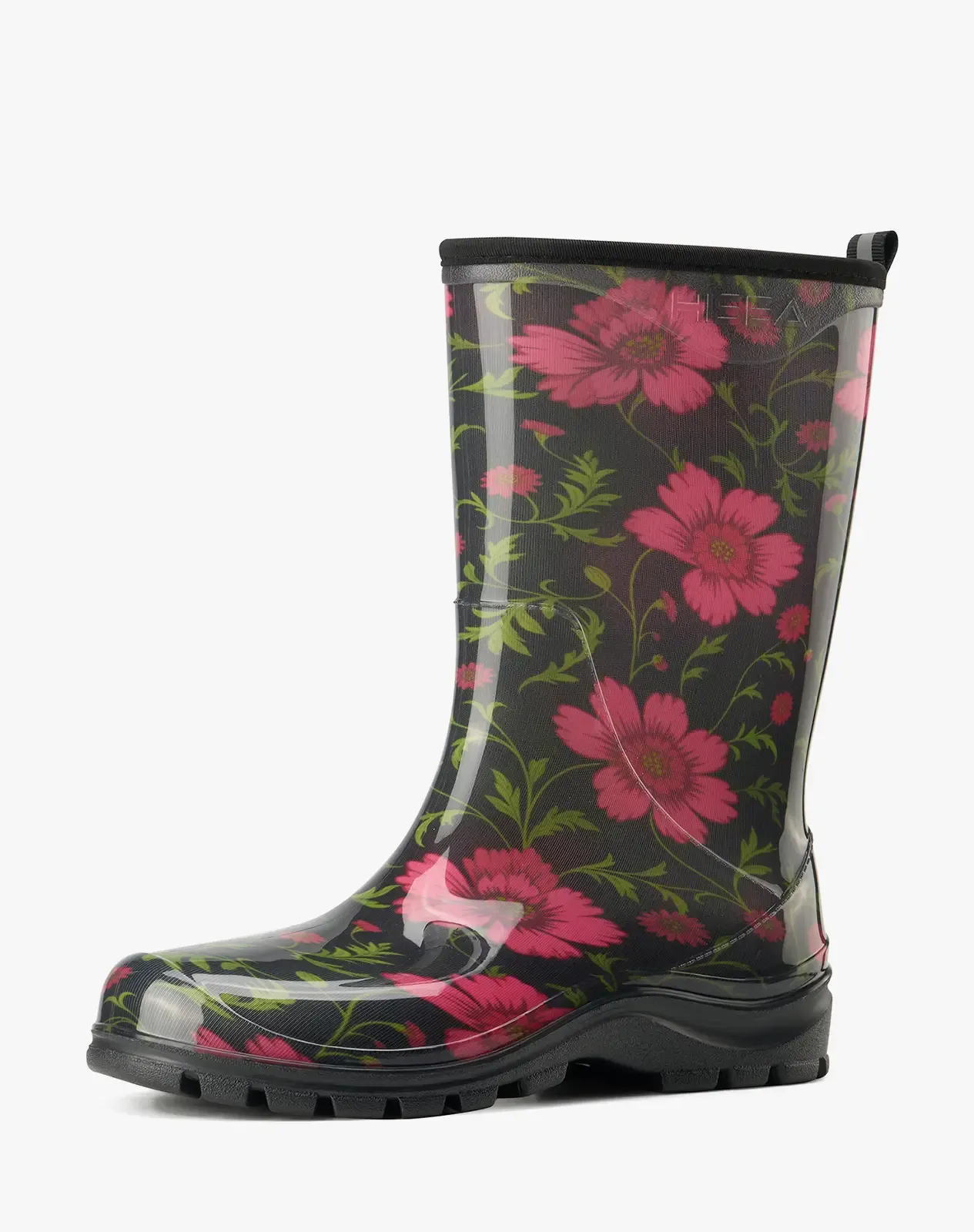 Red Women's Printed Mid-Calf PVC Rain Boots for XSX128WCP image 2