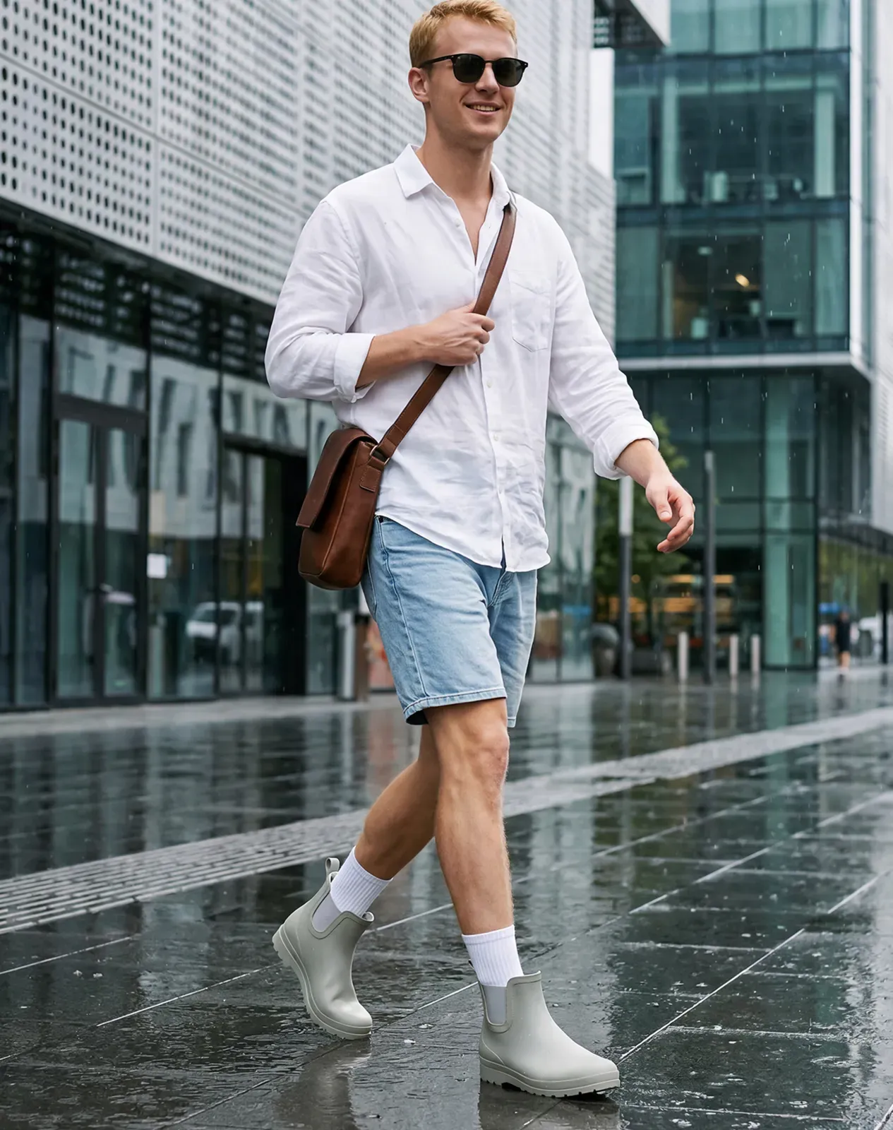 Grey Men's PVC Chelsea Rain Boots for XSX132CP image 6