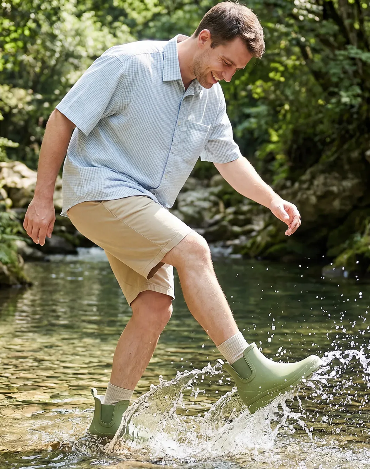 Green Men's PVC Chelsea Rain Boots for XSX132CP image 6