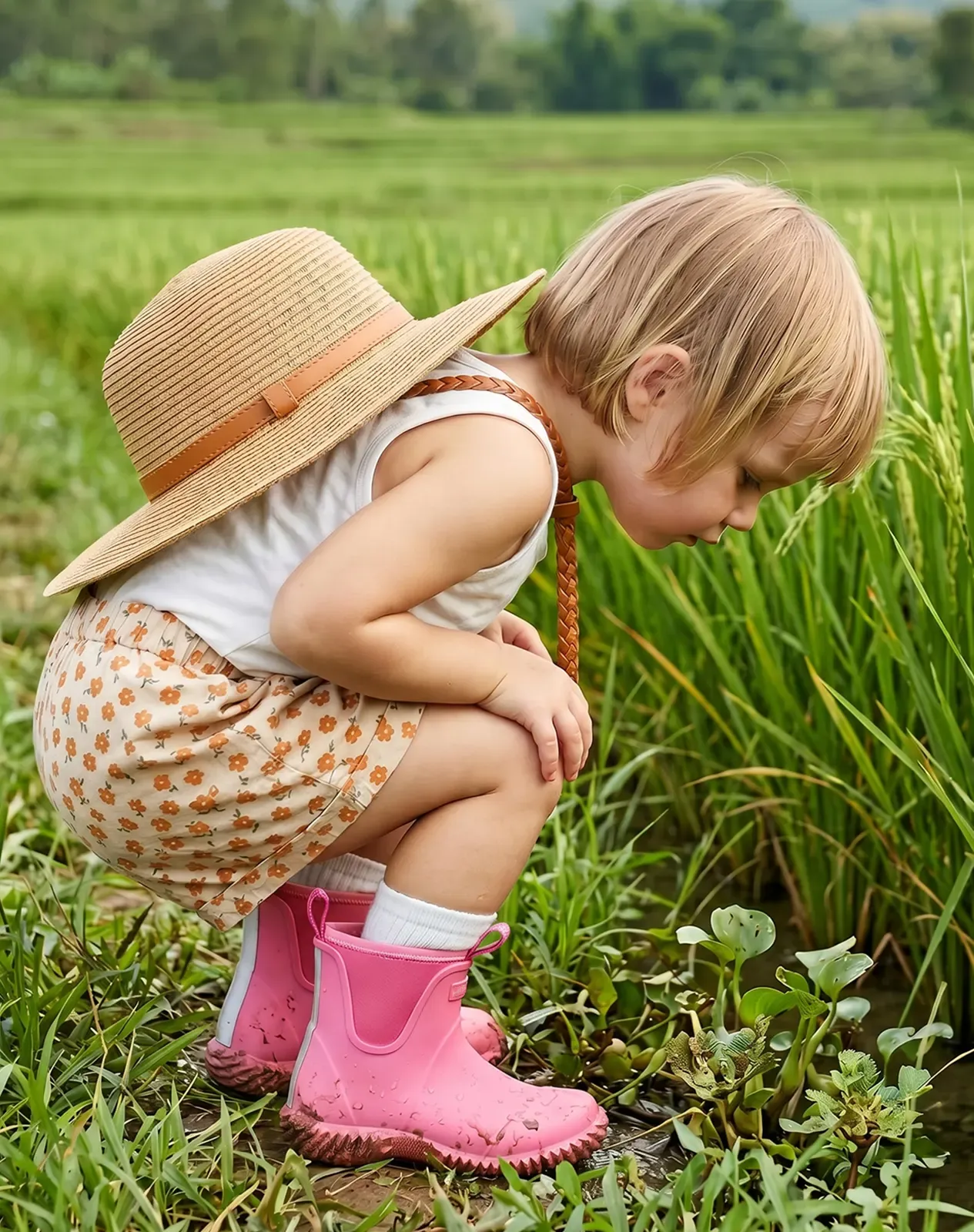 Pink Kids' Waterproof Slip-On Garden Neoprene Rain Boots for XSX135KCP image 6