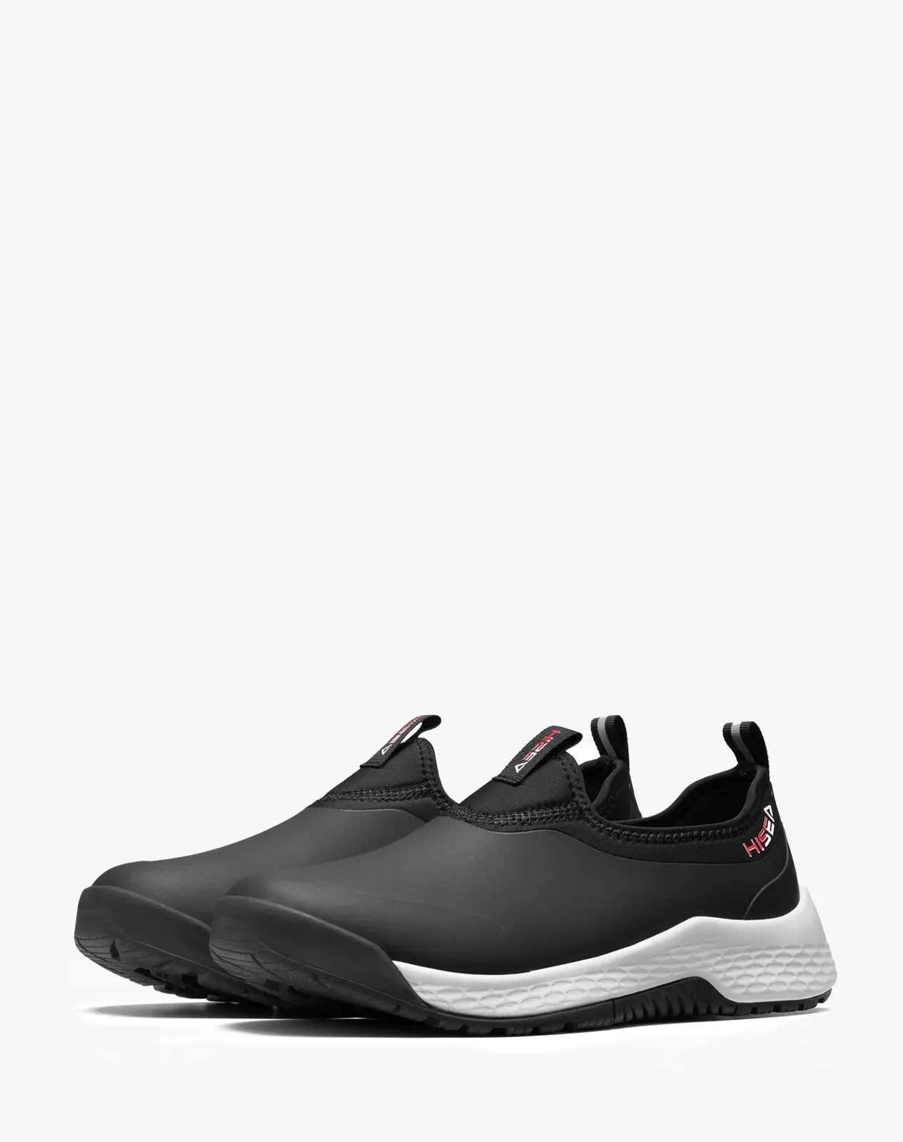 Black Men's Low-Top Waterproof Garden Sneakers Slip-On Rain Shoes for XSX137CP image 3