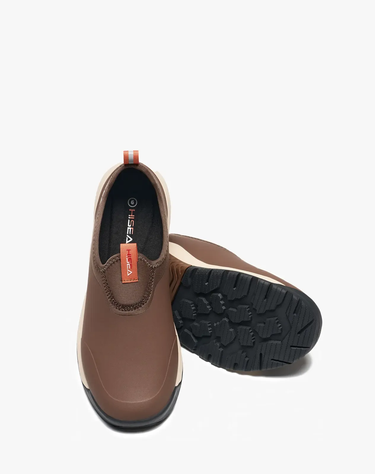 Brown Men's Low-Top Waterproof Garden Sneakers Slip-On Rain Shoes for XSX137CP image 4