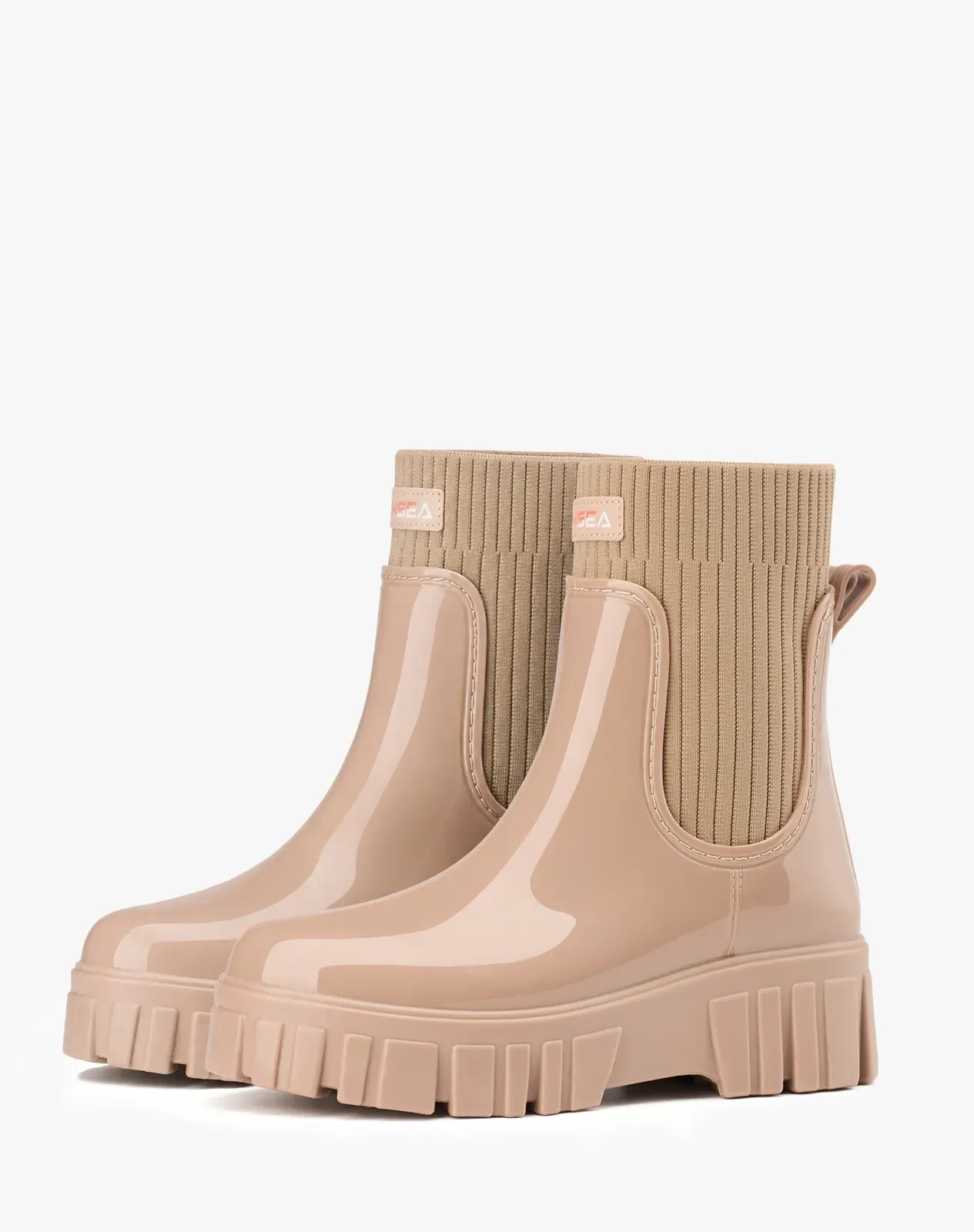 Brown Women's Ankle Waterproof Chelsea Rain Boots for XSX138WCP image 3