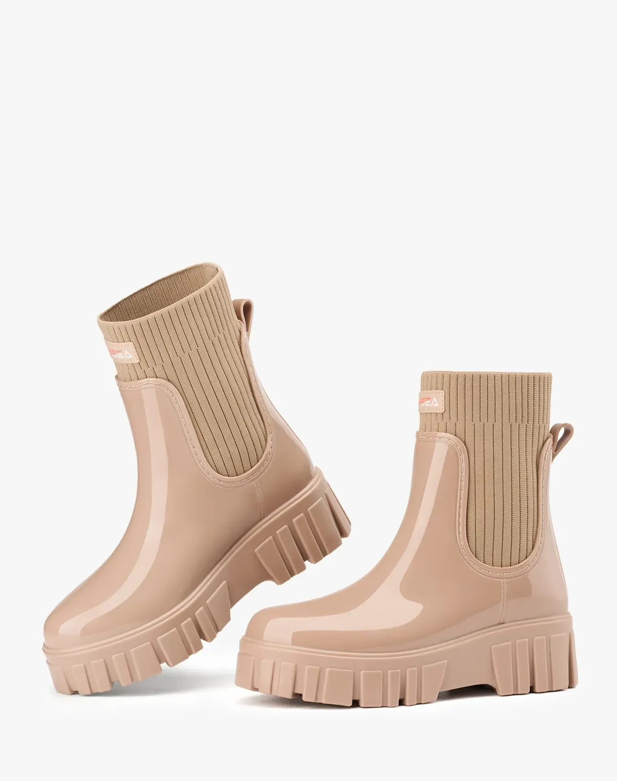 Brown Women's Ankle Waterproof Chelsea Rain Boots for XSX138WCP image 4