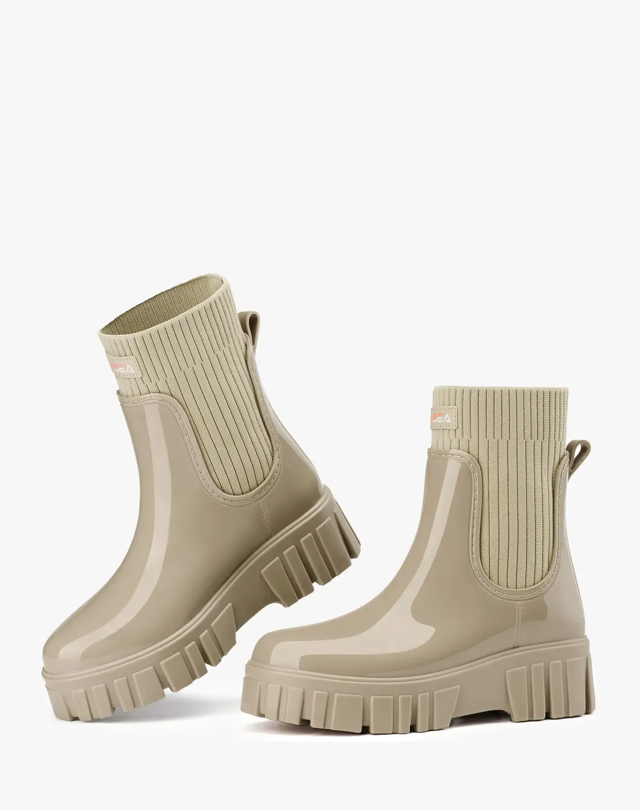 Green Women's Ankle Waterproof Chelsea Rain Boots for XSX138WCP image 4