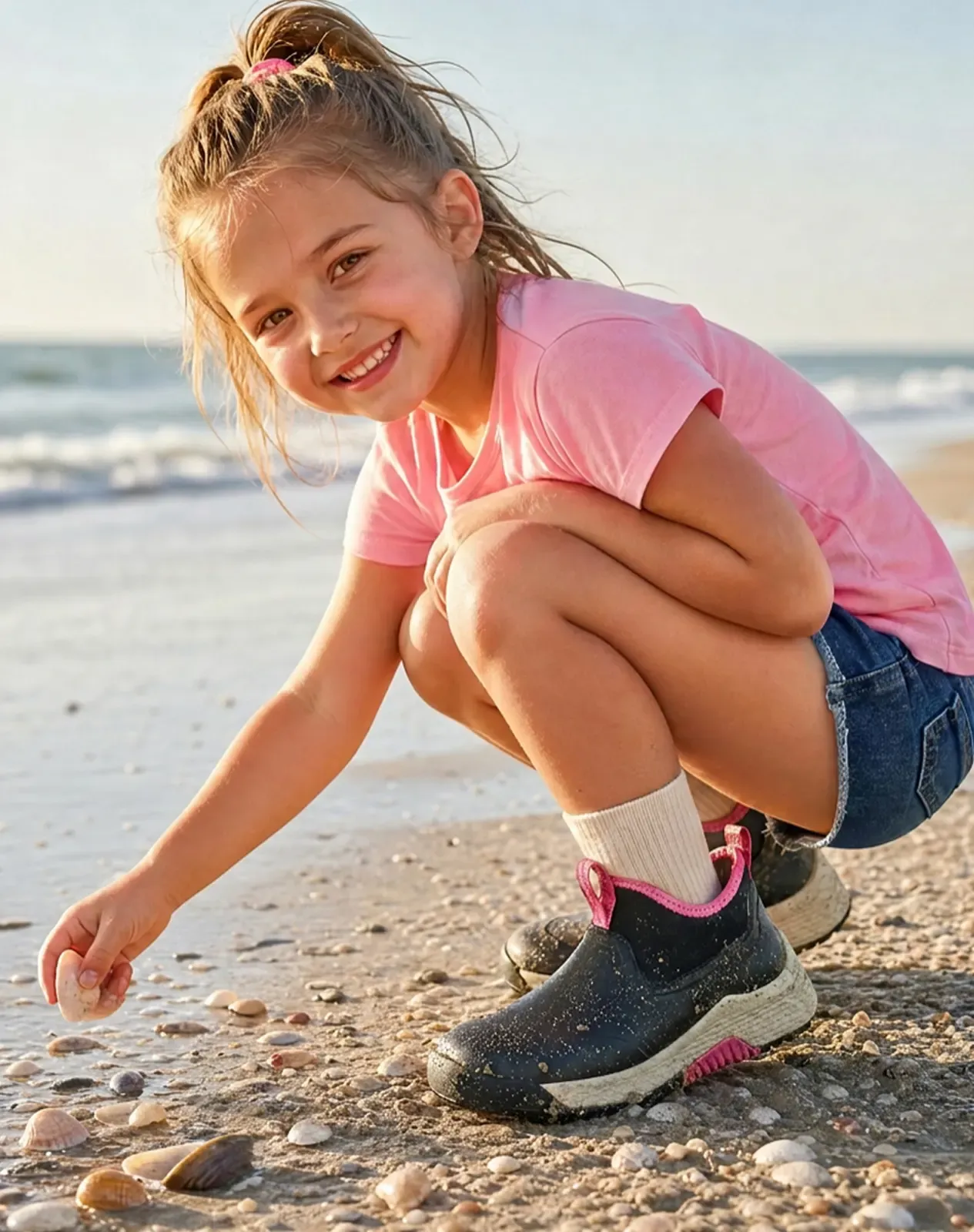 Pink Kids' Ankle Waterproof Slip-On Rain Sneakers Boots for XSX141KCP image 6