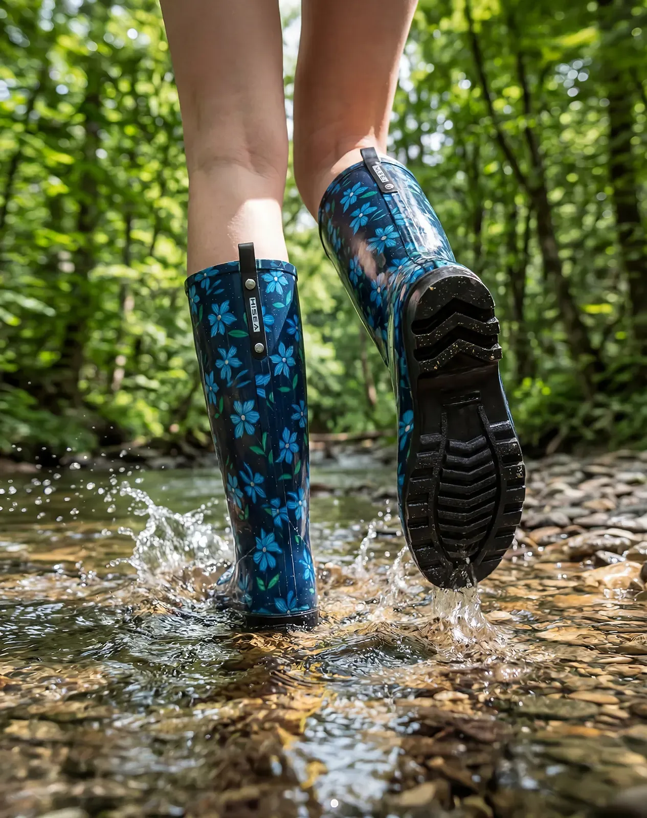 Blue Women's Mid-Calf Waterproof Garden Rain Boots for XSX142WCP image 6