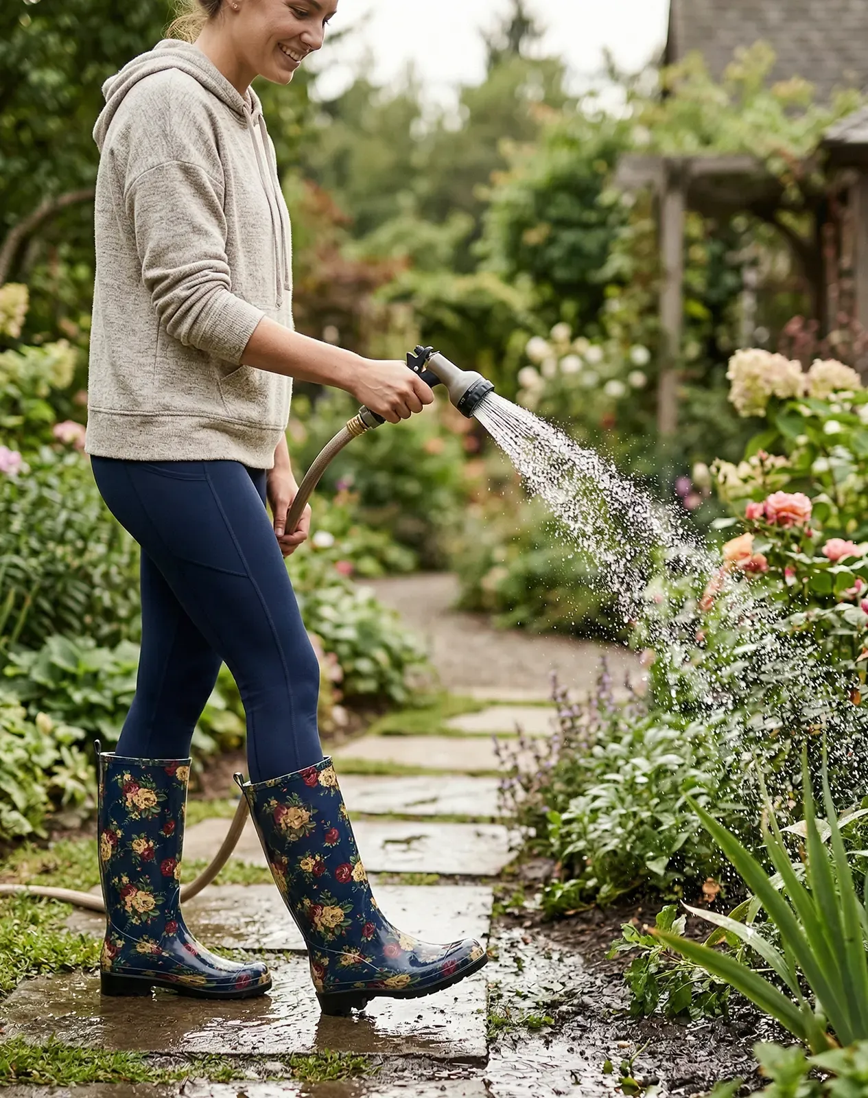 Navy Women's Mid-Calf Waterproof Garden Rain Boots for XSX142WCP image 6