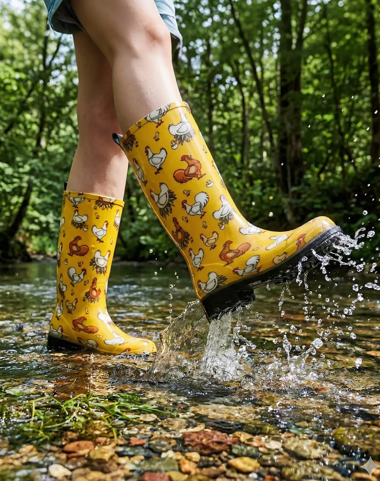 Yellow Women's Mid-Calf Waterproof Garden Rain Boots for XSX142WCP image 6