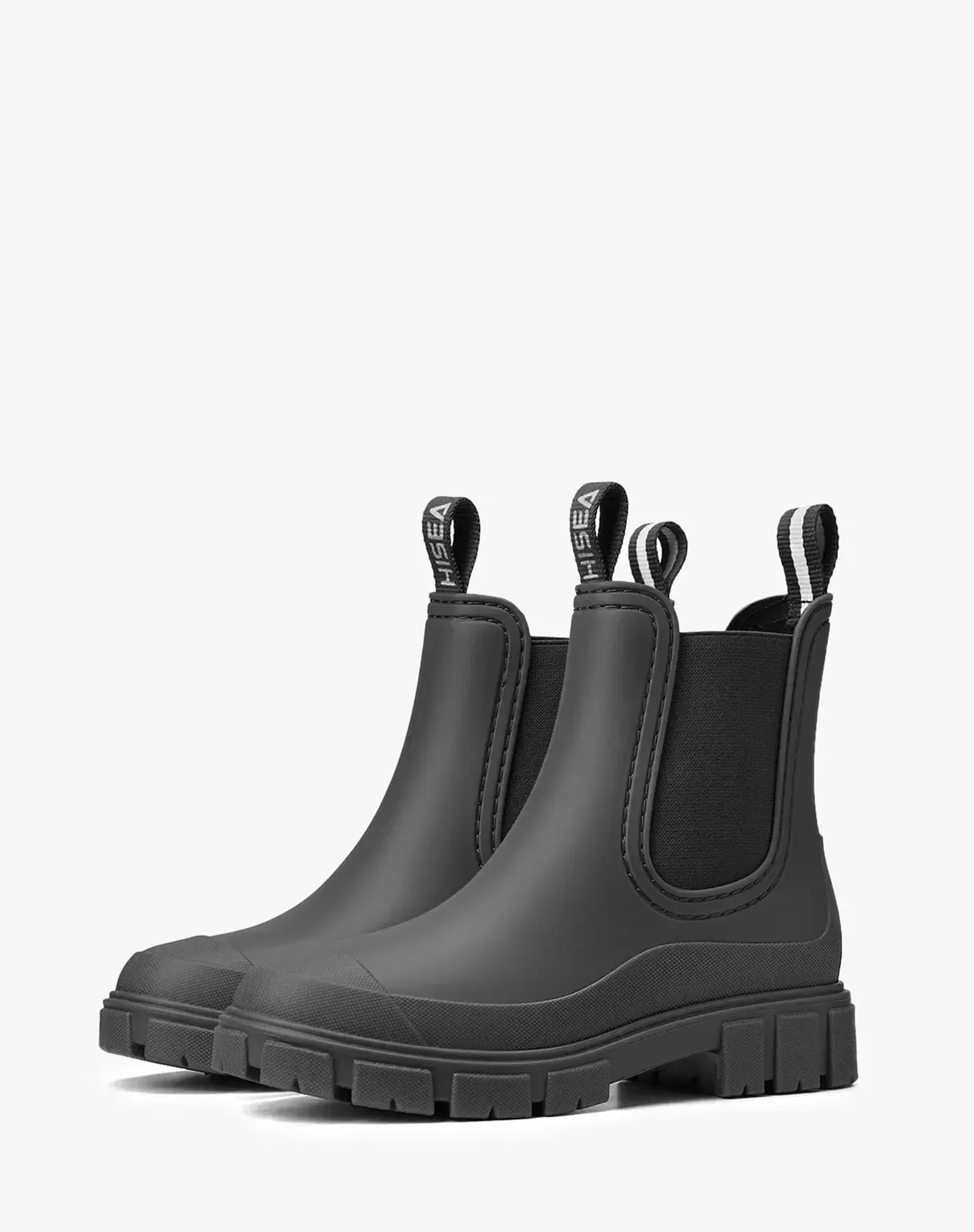 Black Women's Ankle Waterproof Slip-On Chelsea Rain Boots for XSX143WCP image 3