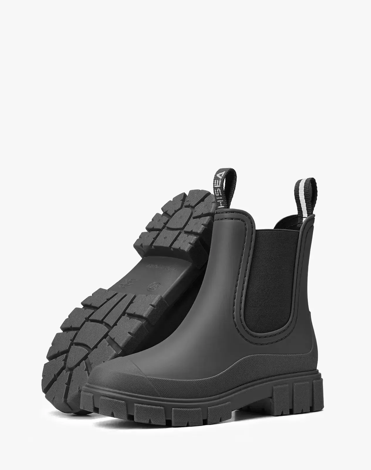 Black Women's Ankle Waterproof Slip-On Chelsea Rain Boots for XSX143WCP image 4