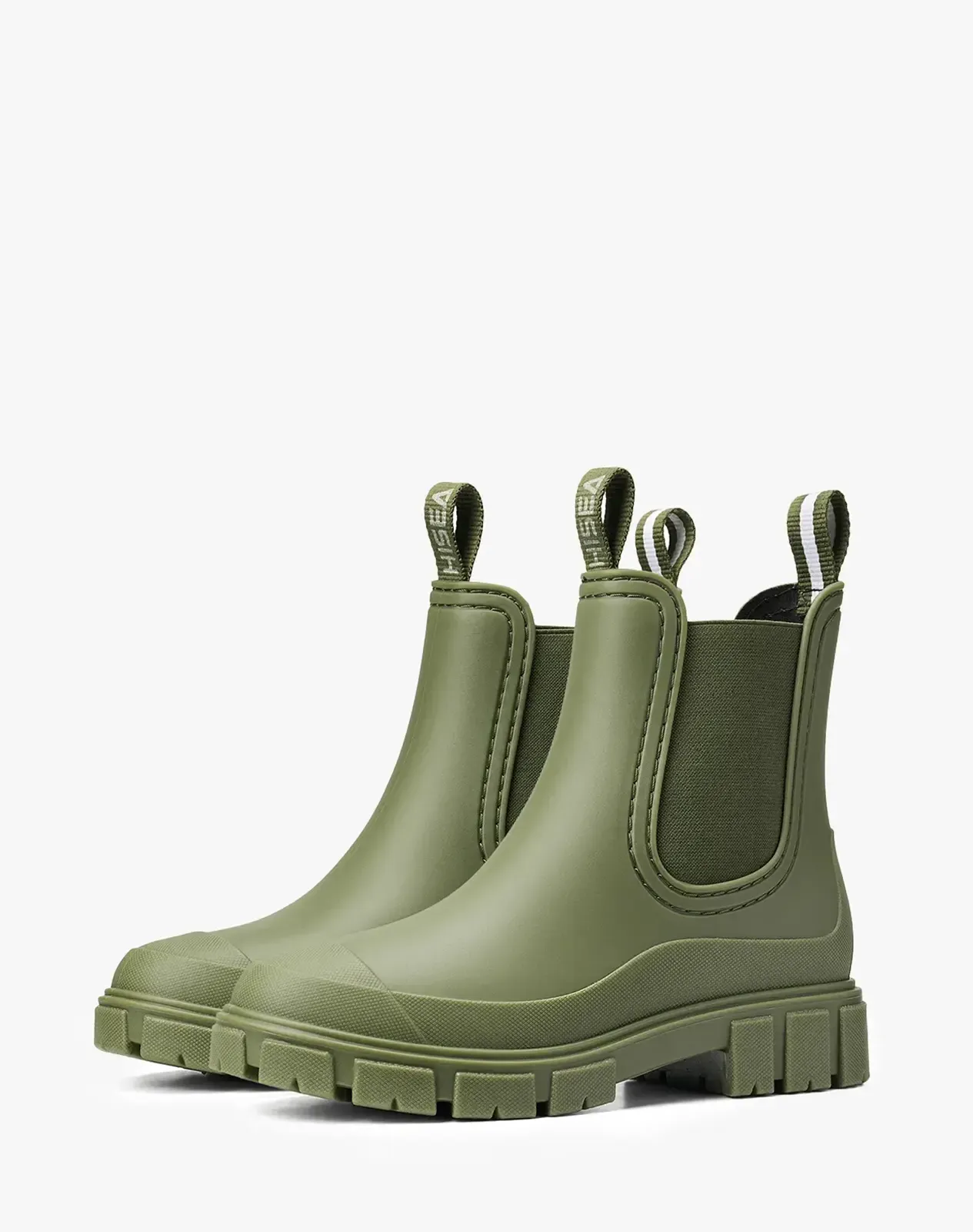 Green Women's Ankle Waterproof Slip-On Chelsea Rain Boots for XSX143WCP image 3