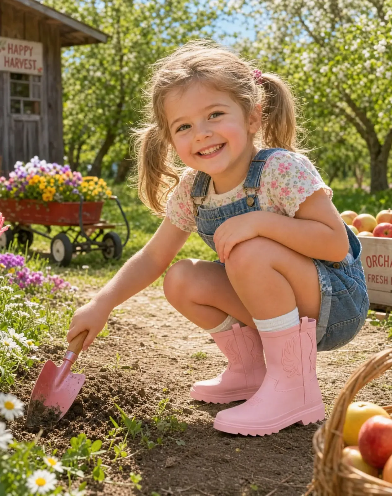Pink Kids' Western Cowboy Rain Boots for XSX144KCP image 6