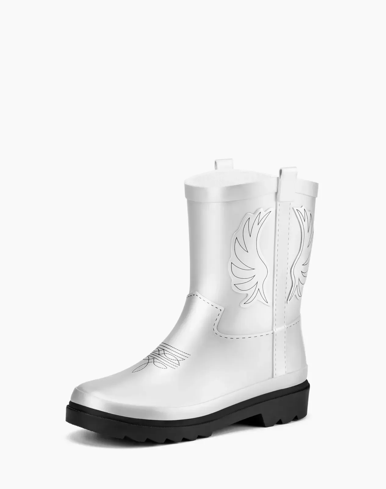 Silver Kids' Western Cowboy Rain Boots for XSX144KCP image 2