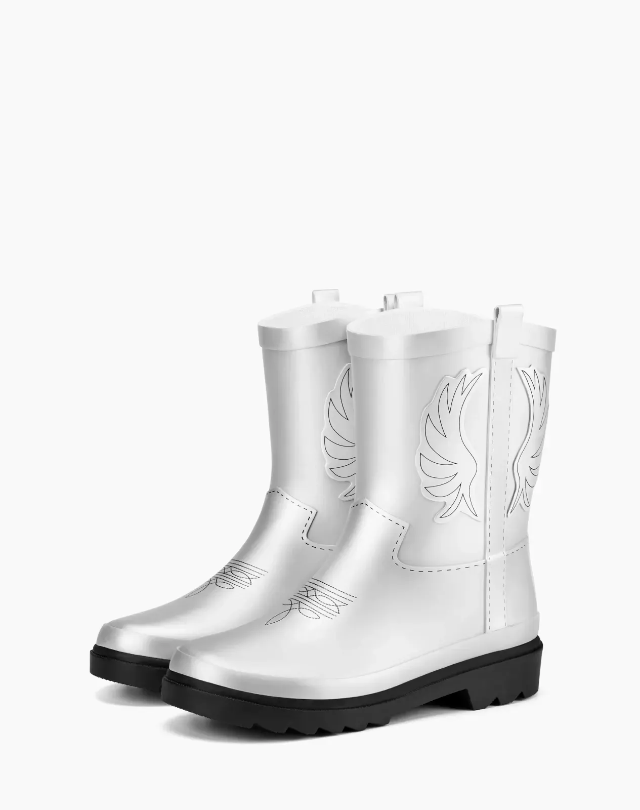Silver Kids' Western Cowboy Rain Boots for XSX144KCP image 3