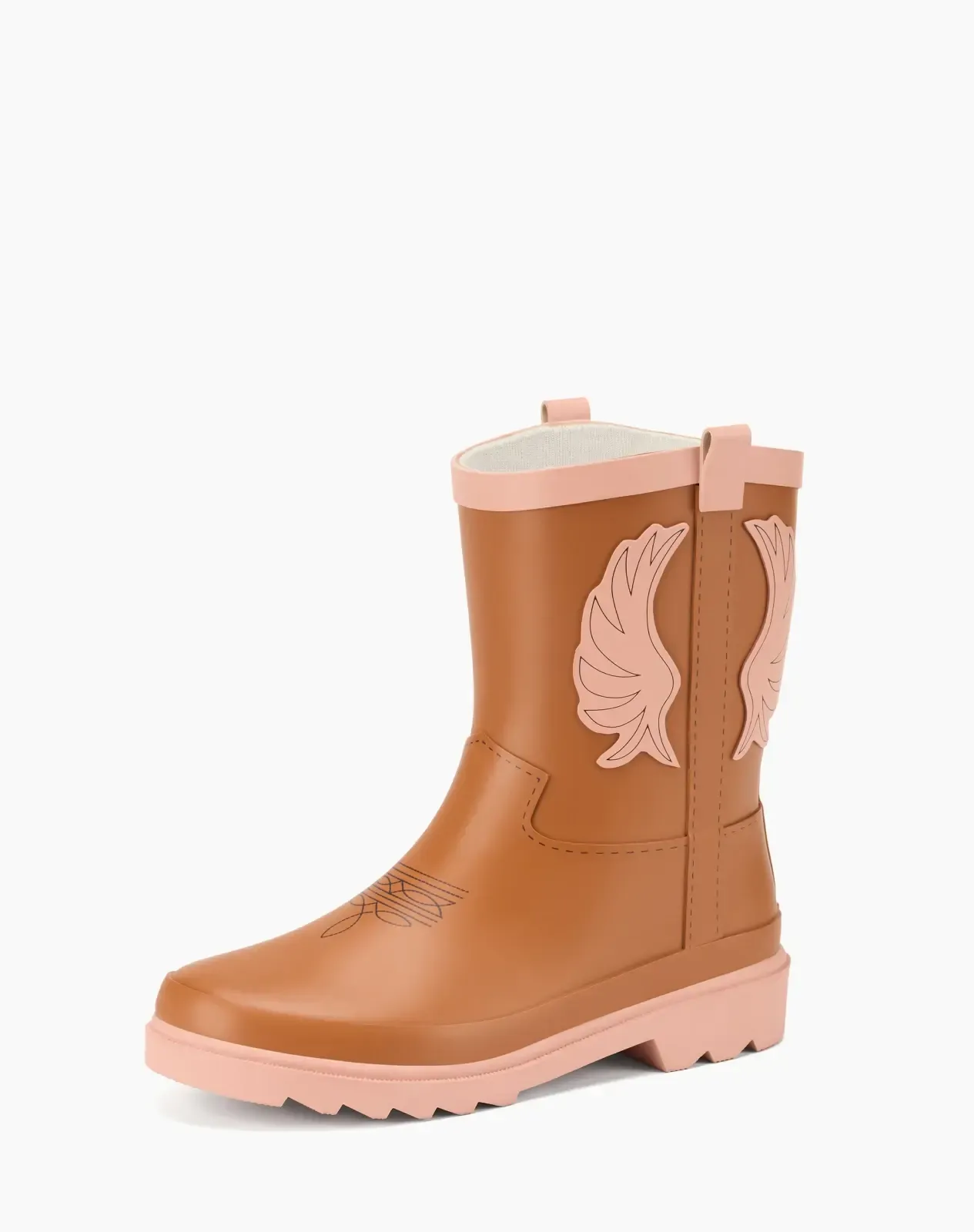 Light brown Kids' Western Cowboy Rain Boots for XSX144KCP image 2