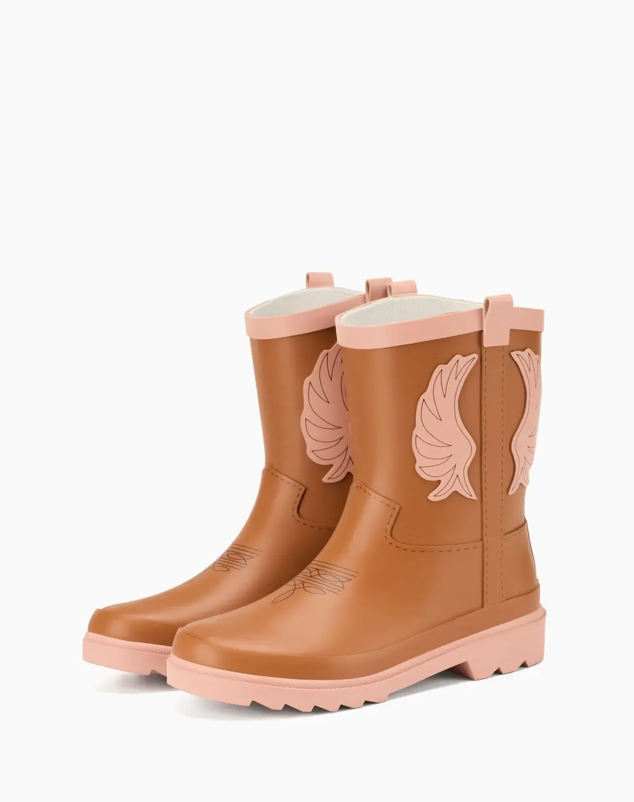 Light brown Kids' Western Cowboy Rain Boots for XSX144KCP image 3