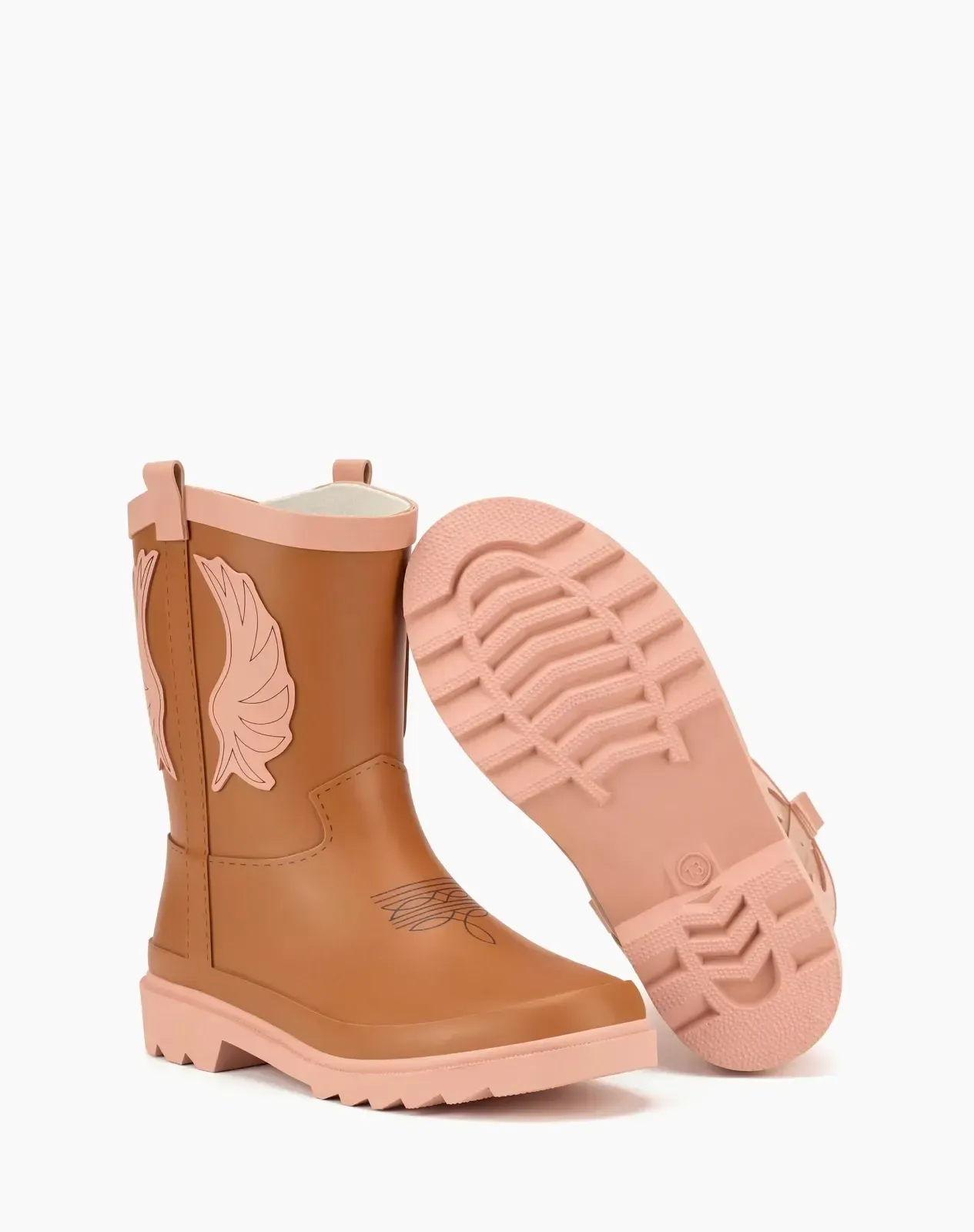 Light brown Kids' Western Cowboy Rain Boots for XSX144KCP image 4