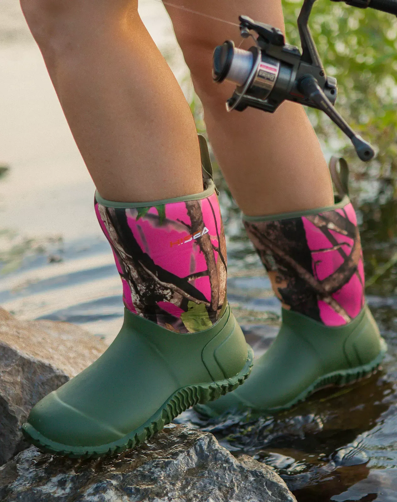 Green Women's Mid-Calf Rubber Garden Boots HISEA