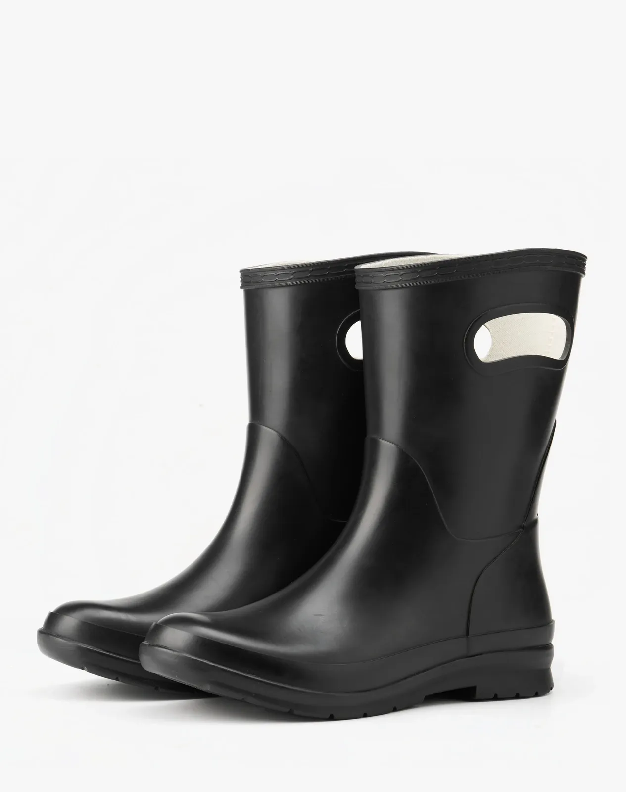 Women’s Waterproof Mid-Calf Garden Rain Boots With Pull Handles for XSX168WCP image 5