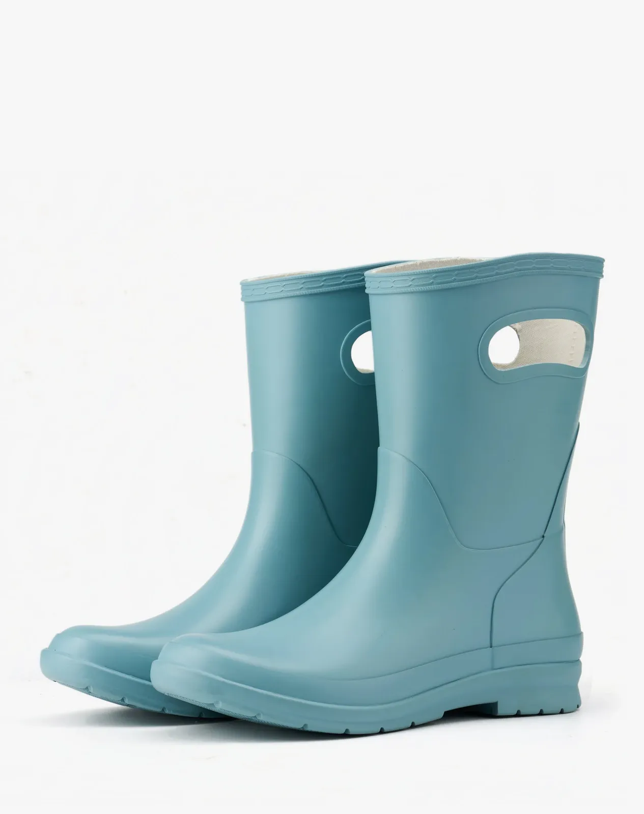 Blue Women’s Waterproof Mid-Calf Garden Rain Boots With Pull Handles for XSX168WCP image 5
