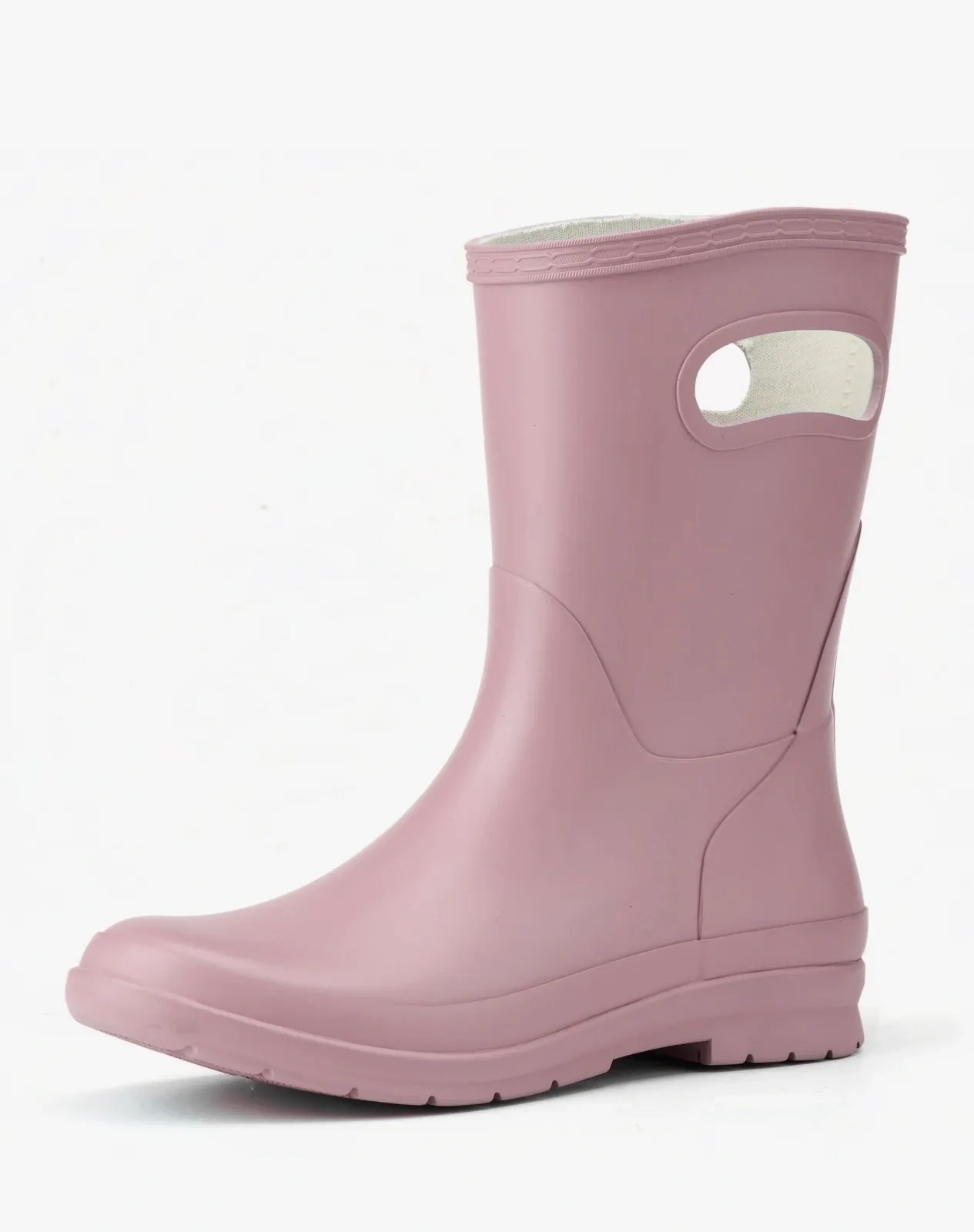 Pink Women’s Waterproof Mid-Calf Garden Rain Boots With Pull Handles for XSX168WCP image 2