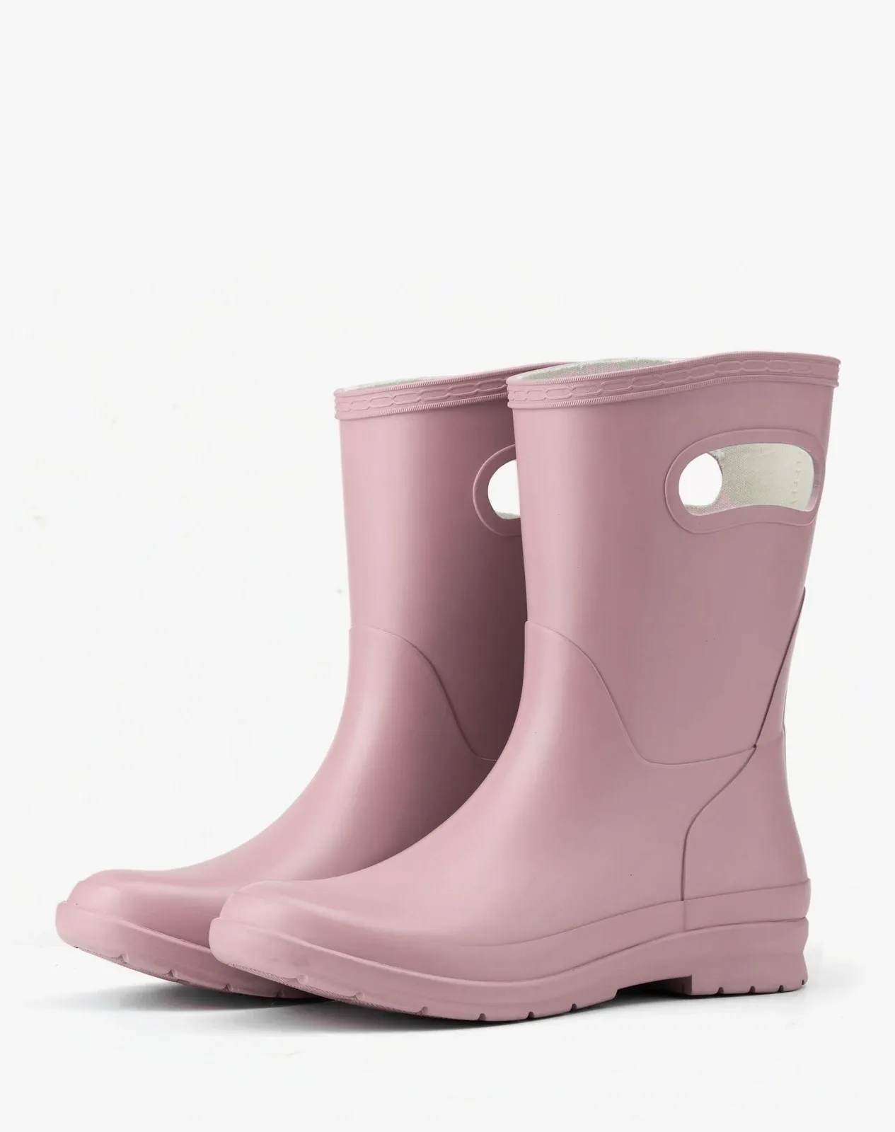 Pink Women’s Waterproof Mid-Calf Garden Rain Boots With Pull Handles for XSX168WCP image 5